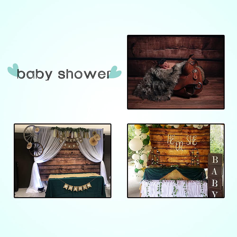 LFEEY 10x10ft Rustic Brown Wooden Photography Backdrop - Vintage Old Wood Plank Vinyl Photo Studio Background for Birthday Party, Baby Shower, Wedding & Professional Shoots | Durable & Portable