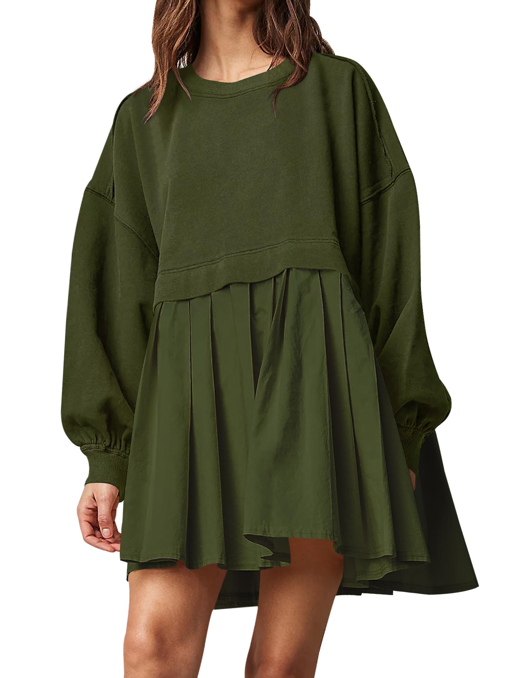 Ugerlov Women's Oversized Sweatshirt Dress - Long Sleeve Crewneck Pullover Top with Relaxed Fit | Casual Loungewear, Streetwear Fashion, Cozy Mini Dress for Fall & Winter
