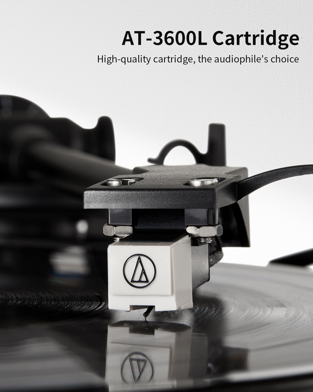 ANGELS HORN Vinyl Record Player with Hi-Fi Bluetooth Turntable, Stereo Bookshelf Speakers, Built-in Phono Preamp, Belt Drive 2-Speed, Adjustable Counterweight, AT-3600L - Perfect for Home Entertainment and Music Enthusiasts