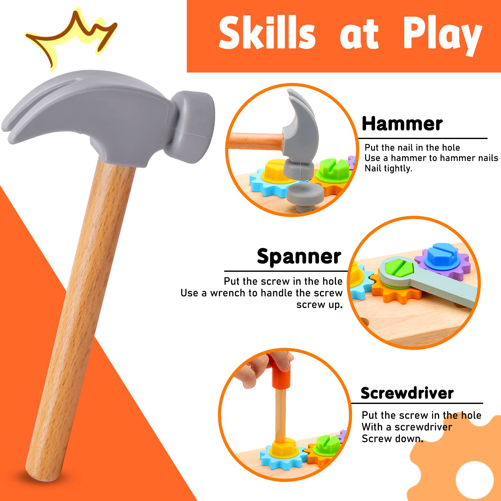 29-Piece Wooden Montessori Tool Set STEM Toys for Toddlers Ages 2-5 - Educational Pretend Play with Tool Bench - Perfect Birthday Gift for Kids | Learning Through Play, Fine Motor Skills Development, Early Childhood Education