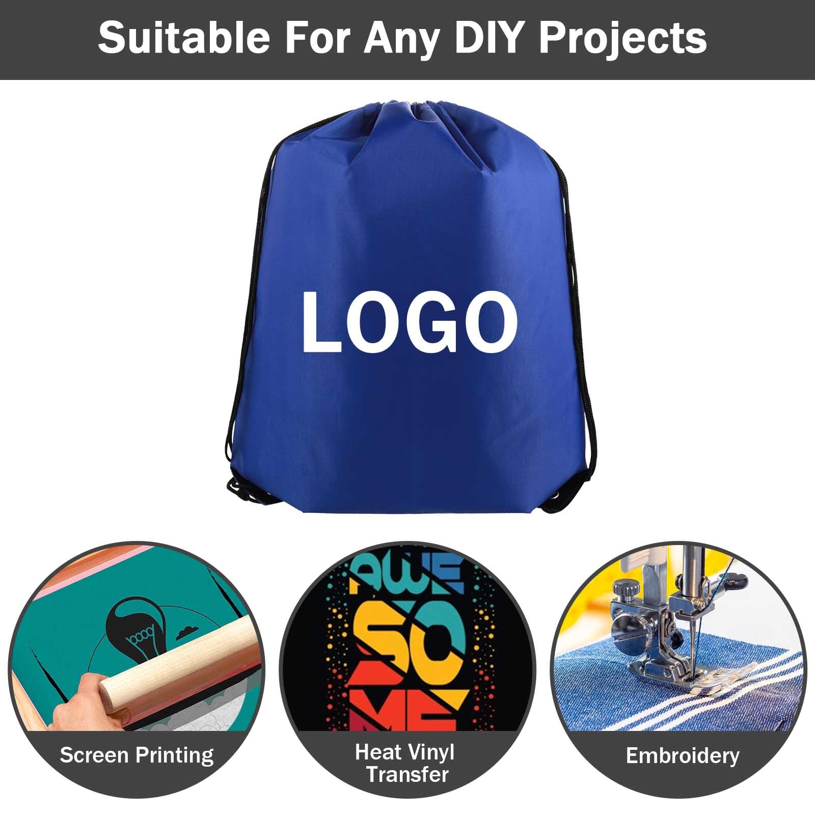 2 Pack Black Drawstring Backpack - Lightweight Gym Sack with Adjustable Cinch Cord for Sports, Travel & Storage | Perfect for Workout, Beach & School Supplies