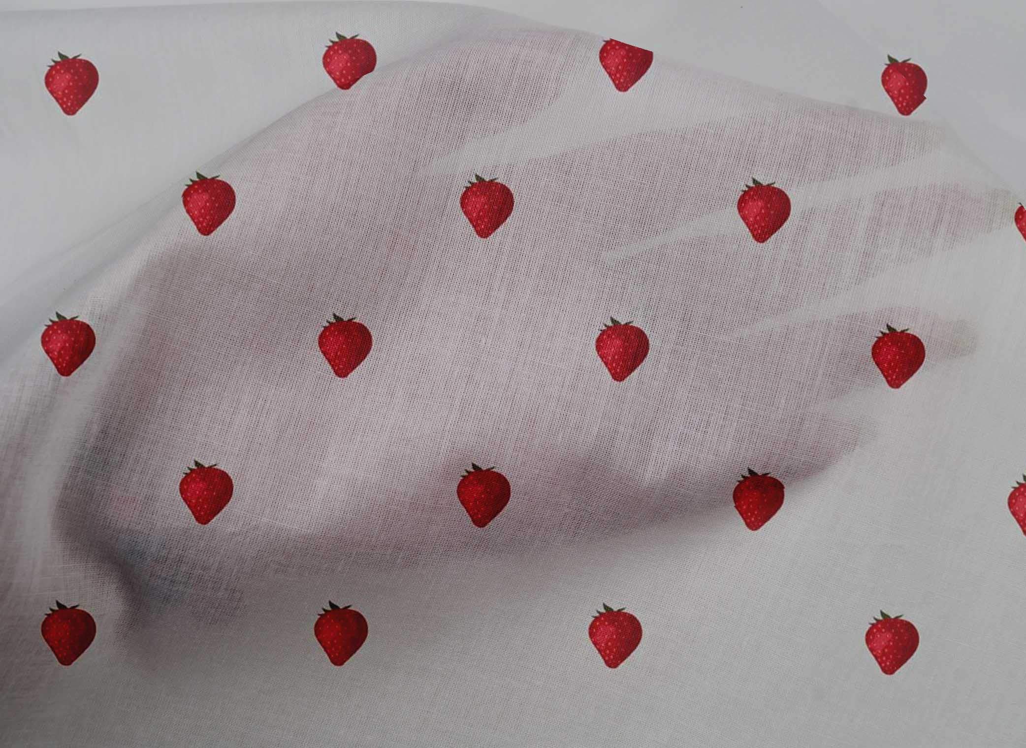 oneOone Cotton Cambric Fabric - Strawberry Fruit Printed Craft Fabric - 56 Inch Wide - Perfect for DIY Sewing, Quilting, Dressmaking & Home Decor Projects