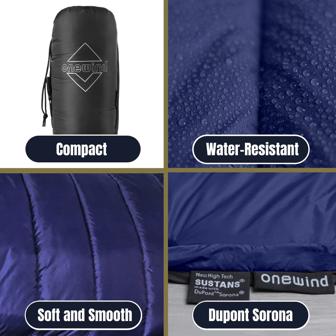 Onewind Double Hammock Underquilt - Ultralight 3-4 Season Warm Insulation Camping Quilt for Hiking, Backpacking & Outdoor Adventures - Perfect for Camping, Backyard Lounging & Hammock Camping Trips