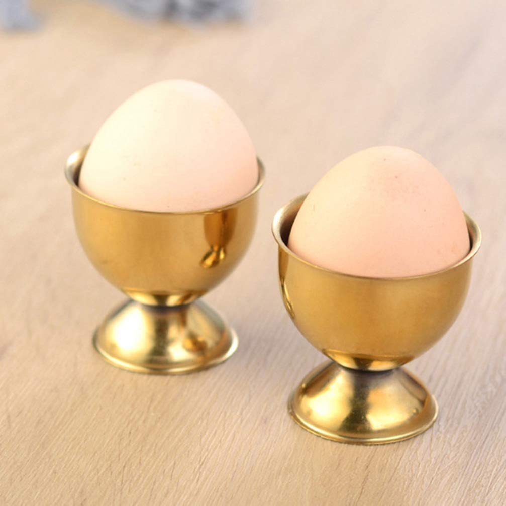 DOITOOL 4-Piece Golden Stainless Steel Egg Cup Holders - Elegant Metal Egg Stand Trays for Soft/Hard Boiled Eggs - Perfect Breakfast Kitchen Tool for Easter Brunch, Hotel Buffets & Family Dining