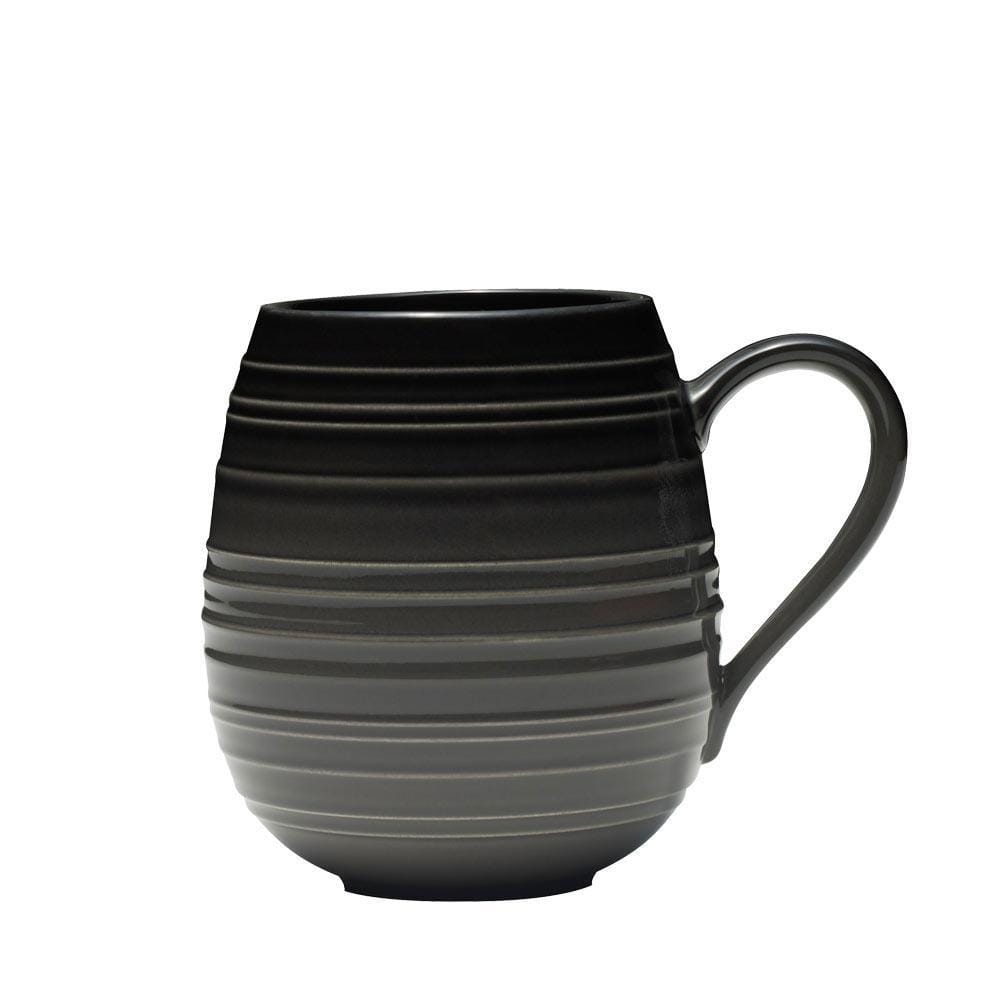 Swirl Black Coupe Dinner Plates Set of 4 with Graphite Ombre Accent - Elegant Tableware for Fine Dining, Dinner Parties & Special Occasions