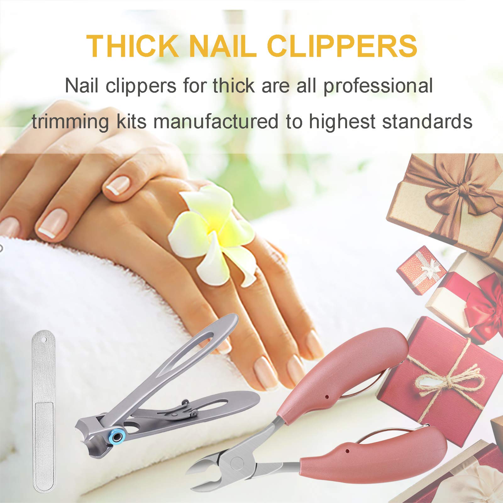 Premium Heavy Duty Nail Clippers for Men & Seniors - Extra Large Stainless Steel Toenail & Fingernail Clippers for Thick Nails (Rose Gold) - Ideal for Home, Travel & Grooming Kits