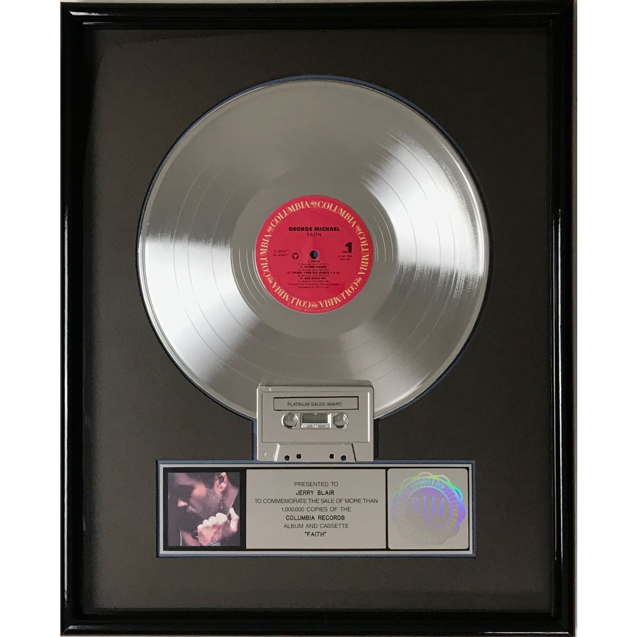 George Michael Faith RIAA Platinum Album Award - Official Music Collectible for Fans & Display - Perfect for Home, Office & Music Memorabilia Collections