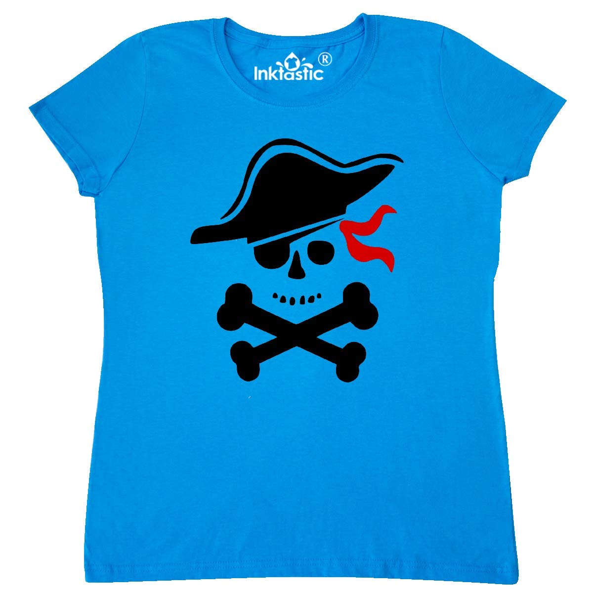 Inktastic Pirate Skull and Crossbones Women's Graphic T-Shirt | Cool Skull Print Tee for Women | Perfect for Halloween, Pirate Parties & Casual Wear