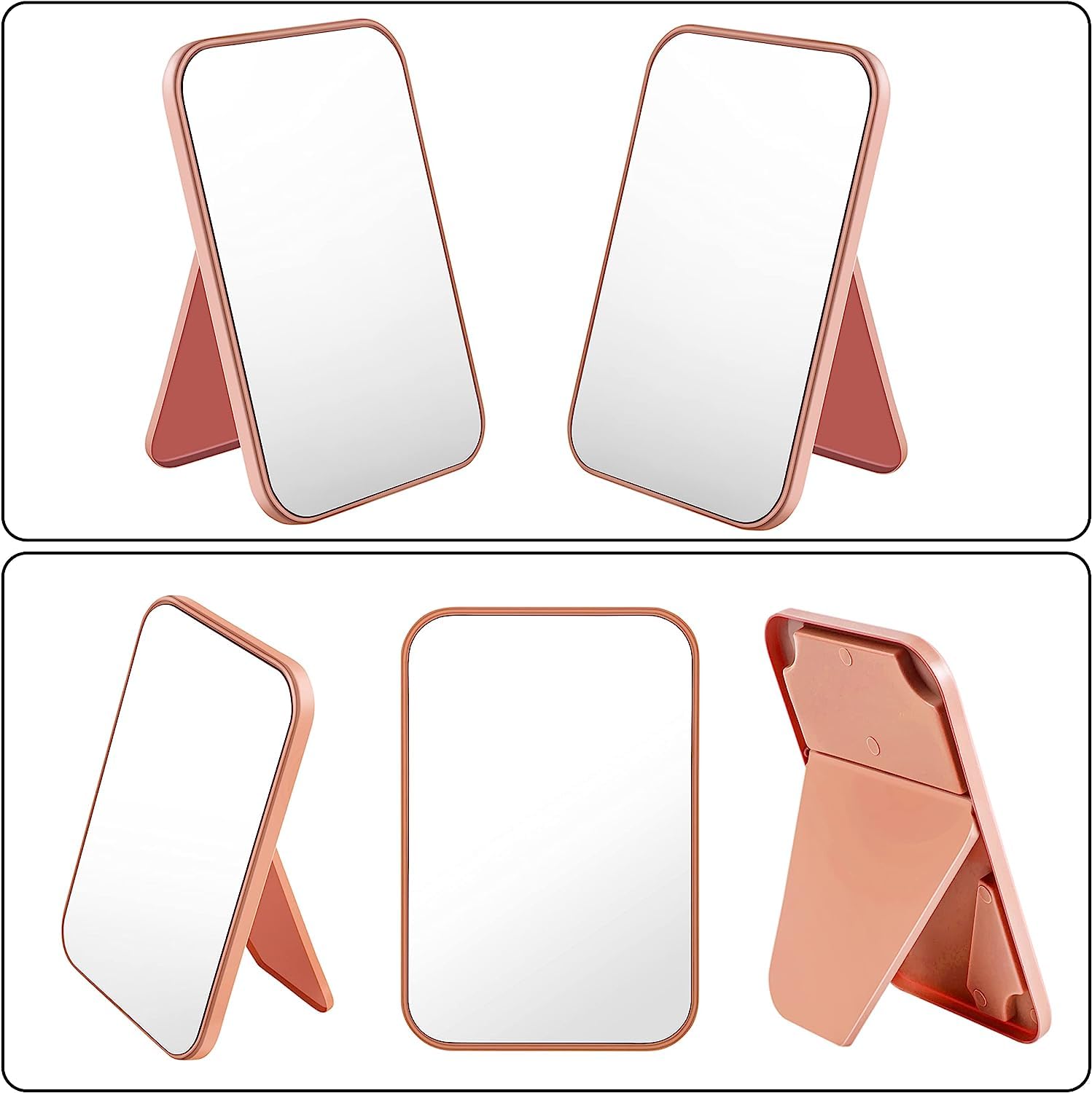 8 Inch Foldable Desktop Makeup Mirror with Stand - Portable Princess Vanity Mirror for Table Desk or Wall Hanging (Pink) | Perfect for Home, Travel & Salon Use