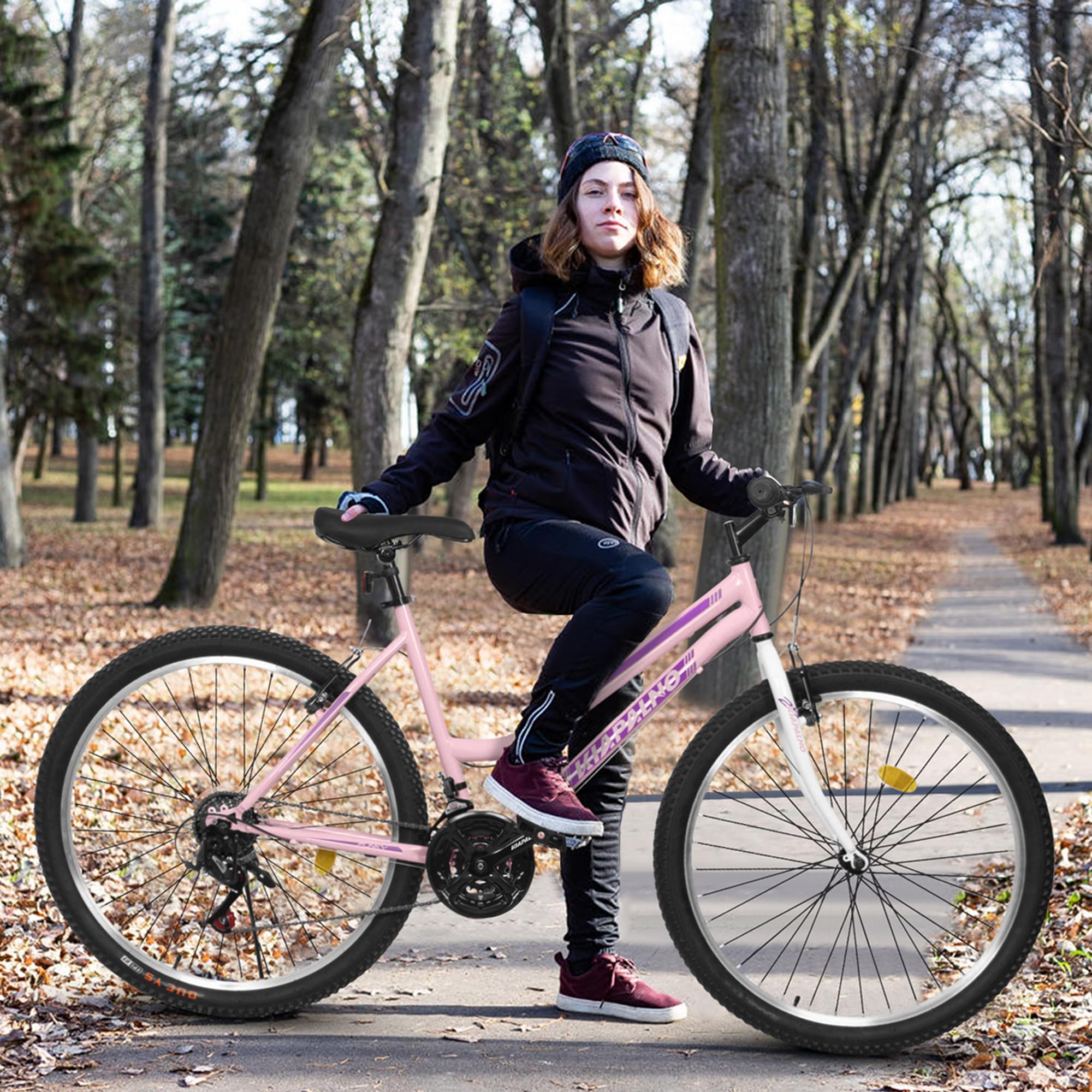 **24/26/27.5 Inch Women's & Girls' Mountain Bike - 21-Speed Commuter Bicycle for Ages 10+ | Perfect for School, Work, City Riding & Snow Trails | Great Birthday & New Year Gift**