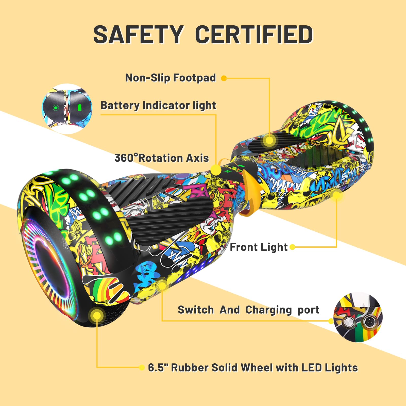 Electric Scooter with Bluetooth Speaker & Colorful LED Lights - Perfect Gift for Kids, Adults, Boys & Girls - Fun Commuting & Outdoor Activities