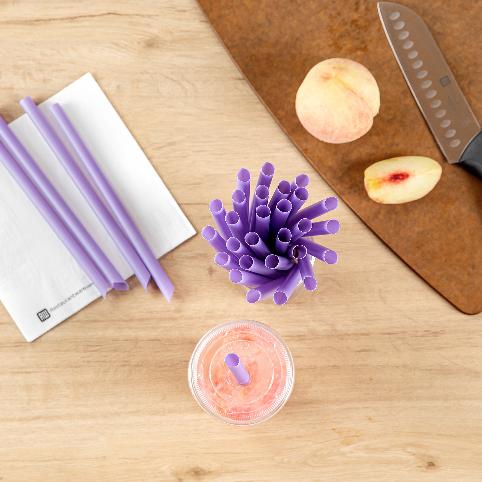 Eco-Friendly Extra Wide Purple PLA Plastic Boba Straws - Compostable, Pointed Tip, 9mm (100 Count) - Perfect for Bubble Tea, Smoothies & Cold Drinks