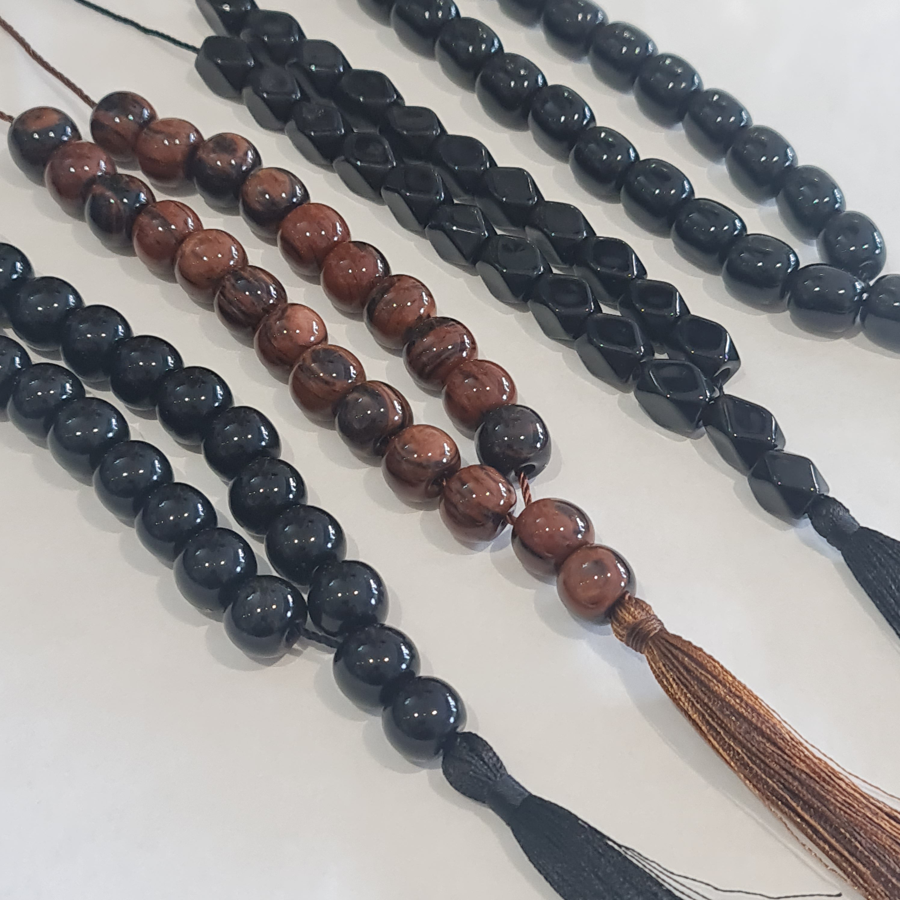 Handmade Obsidian Komboloi Beads - Natural Stone Greek Worry Beads for Stress Relief & Relaxation - Perfect for Meditation, Anxiety Relief, and Fidgeting