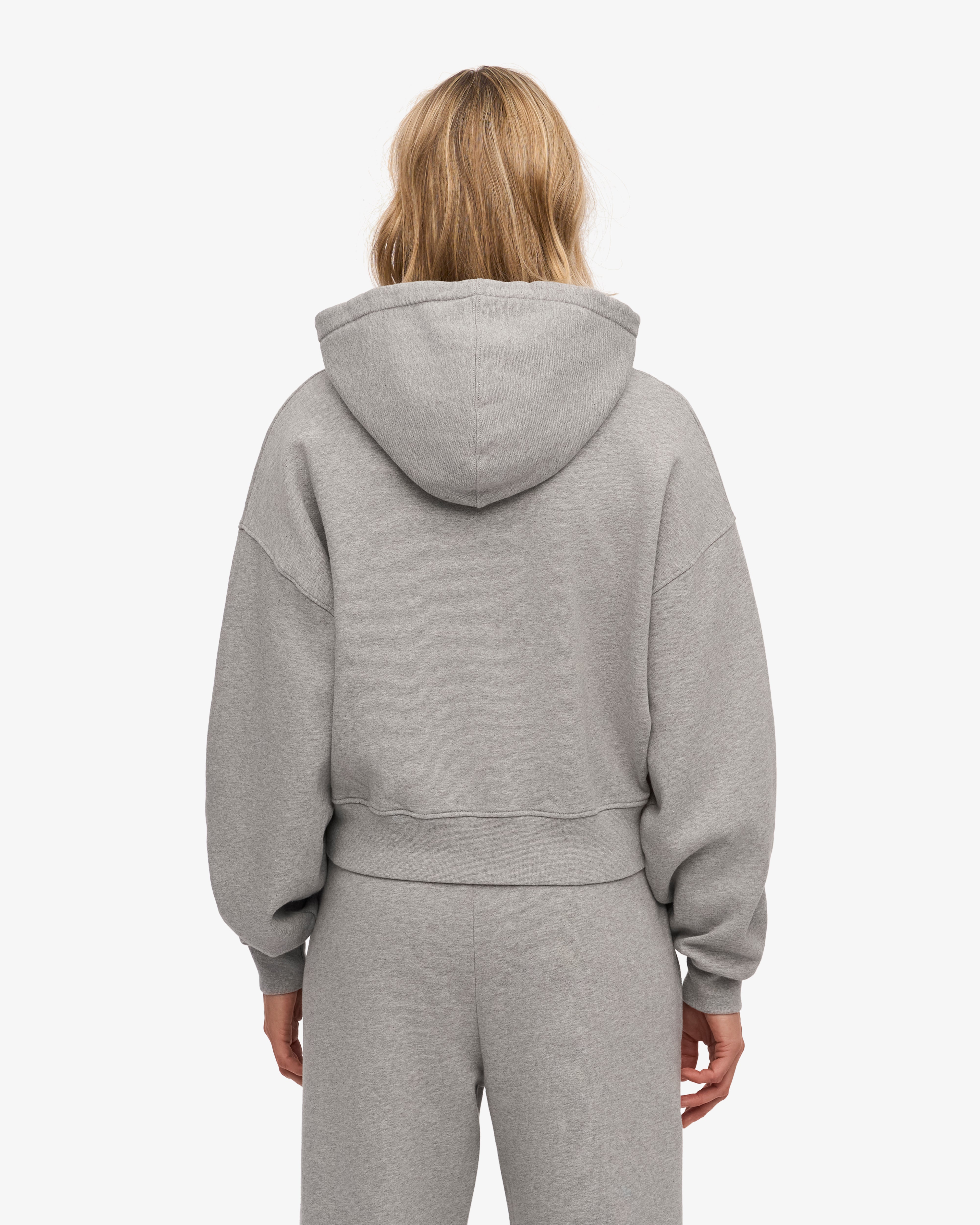 Organic Crop Zip Hoodie - Heather Grey | Eco-Friendly Women's Fashion for Casual Wear & Street Style