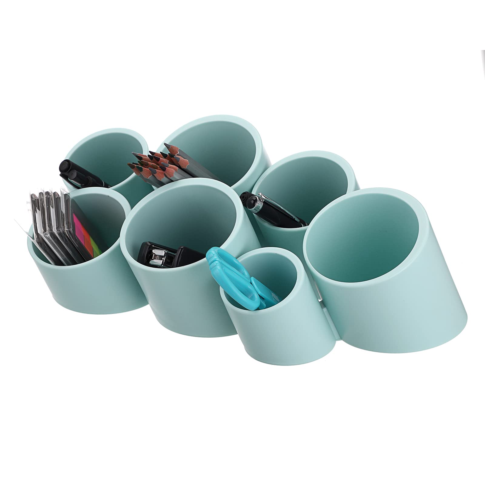 BTSKY Creative Tilting Cylinder Pen Holder - Multifunctional Desktop Organizer for Pens, Brushes & Office Supplies | Wall-Mounted Storage Shelf & Hanging Planter | Perfect for Home Office, Study Desk & Workspace Decor (Blue)