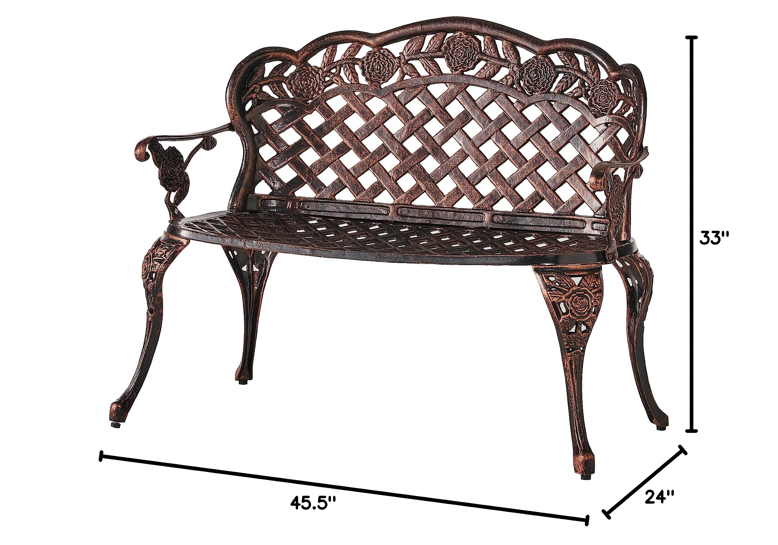 Lucia Outdoor Garden Bench - Weather-Resistant Wooden Patio Seating for Backyard, Porch, and Deck - Perfect for Relaxing and Entertaining Outdoors