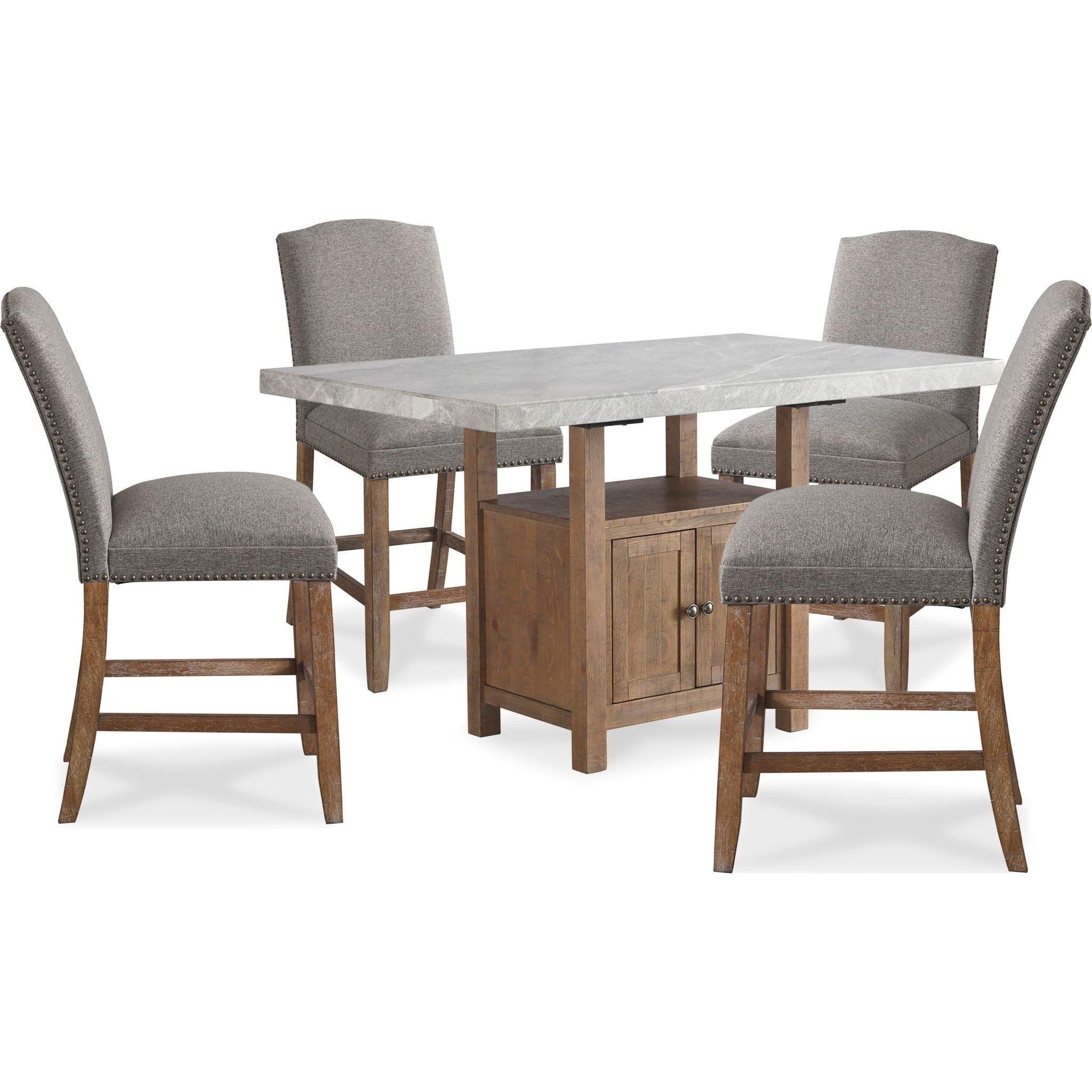 Aleeda 5-Piece Brown Dining Room Set - Modern Wood Table & 4 Chairs (PKG014032) | Perfect for Small Spaces, Apartments & Cozy Family Meals