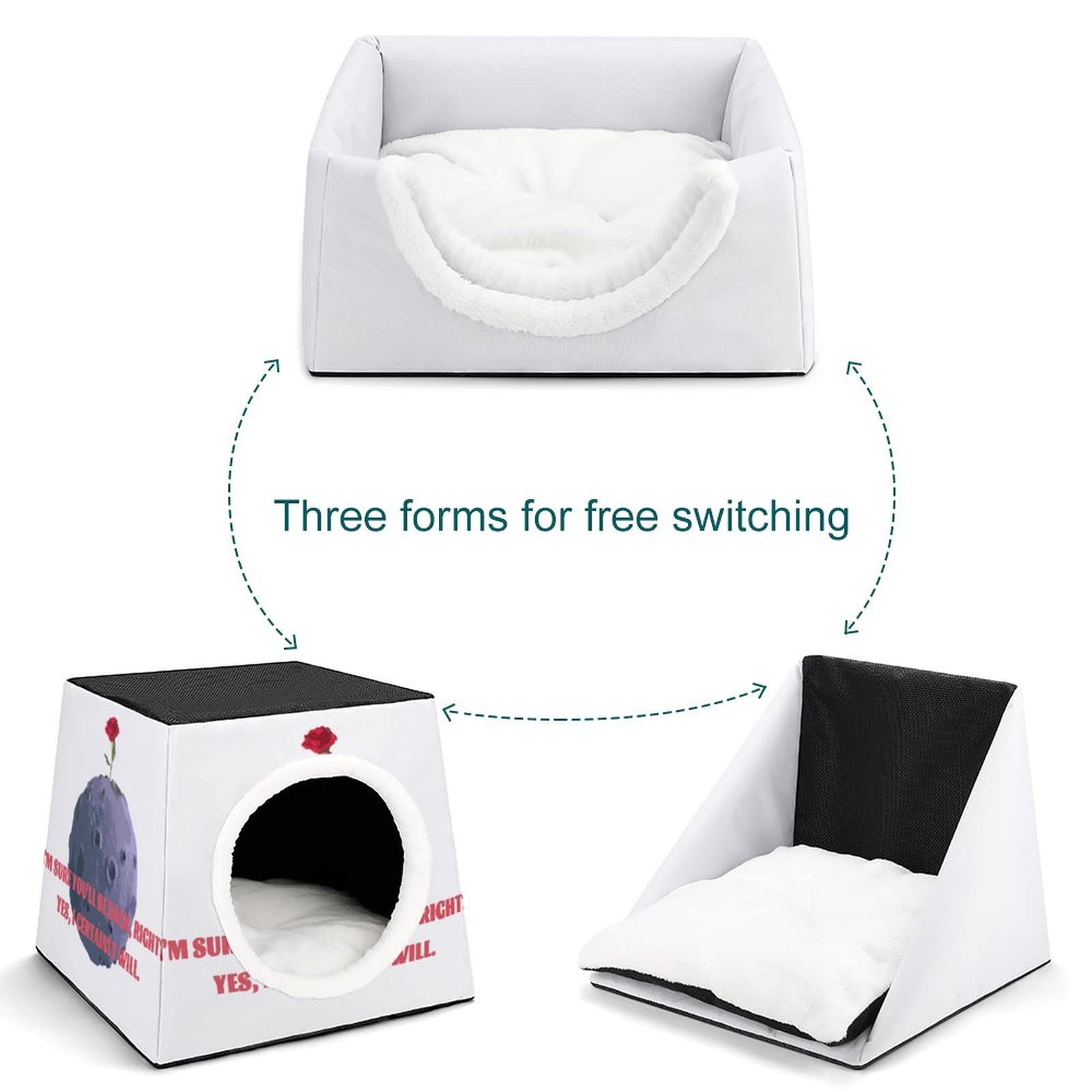 **Printed Cat Cube Kitty House - Indoor Cat Bed & Small Dog Shelter - Warm & Cozy Pet Sofa with Planet Rose Design - Perfect for Lounging, Napping & Playtime**