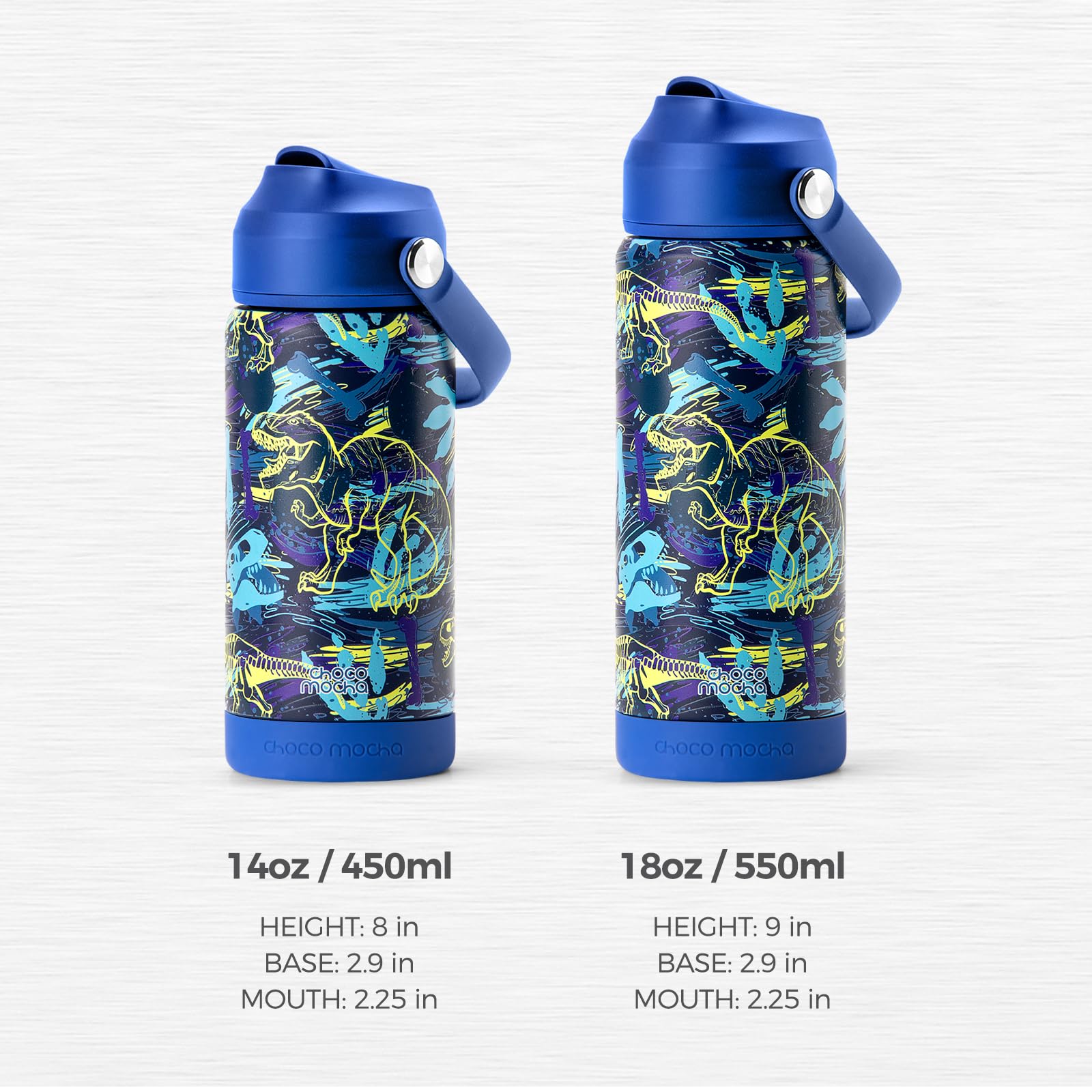 Choco Mocha Insulated Stainless Steel Water Bottle for Kids - 14Oz Leakproof School Water Bottle for Boys & Girls - BPA Free, Keeps Drinks Cold/Hot - Perfect for School, Sports & Outdoor Activities