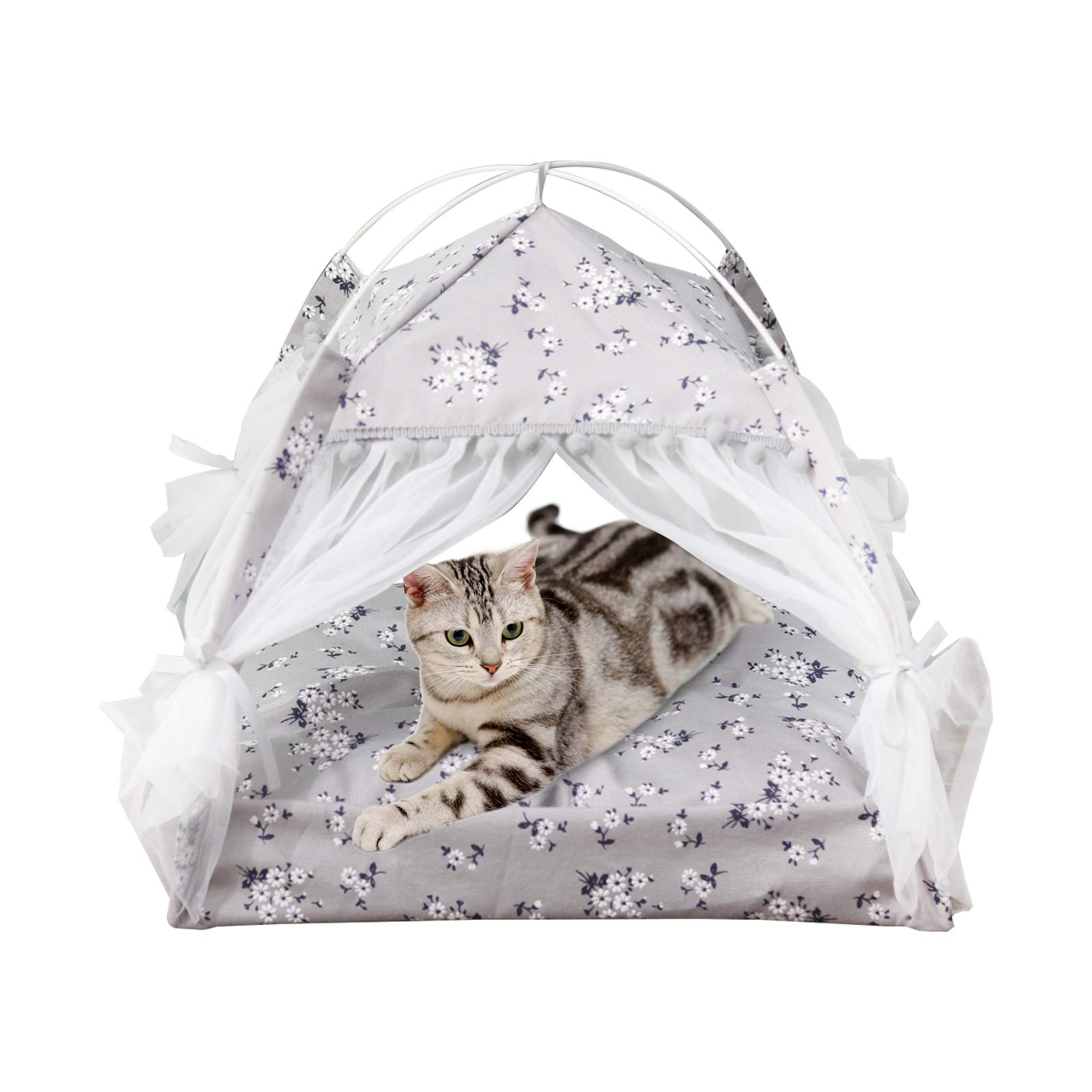 Laamei 2-in-1 Self-Warming Cat Bed & Tent - Cozy Triangle Igloo Pet House for Indoor Cats - Perfect for Winter Warmth & Nap Time Comfort
