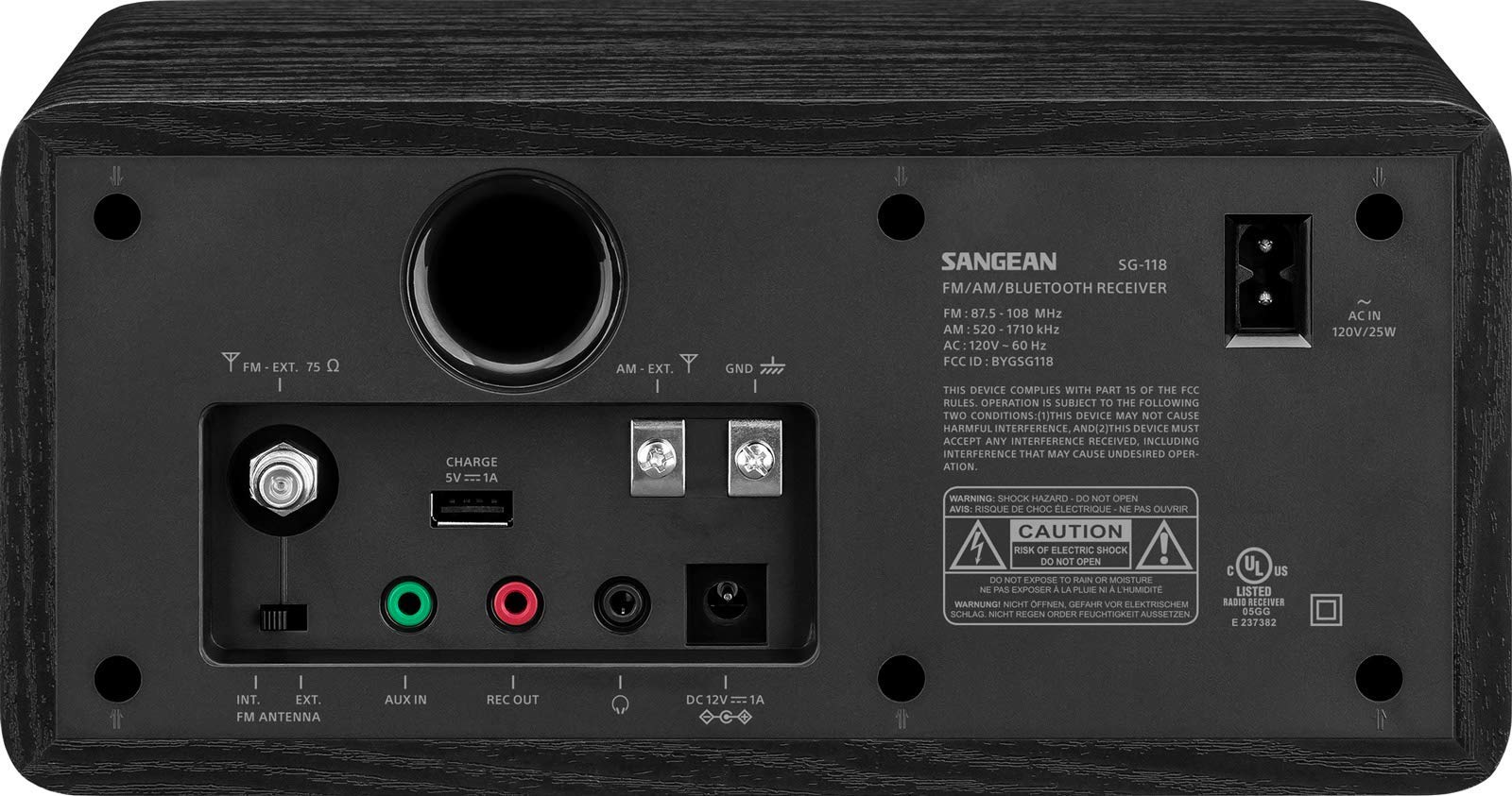 SANGEAN SG-118 AM/FM/Bluetooth Wooden Cabinet Radio with USB Phone Charging - Vintage Style Wireless Speaker for Home, Office & Outdoor Use (Renewed)