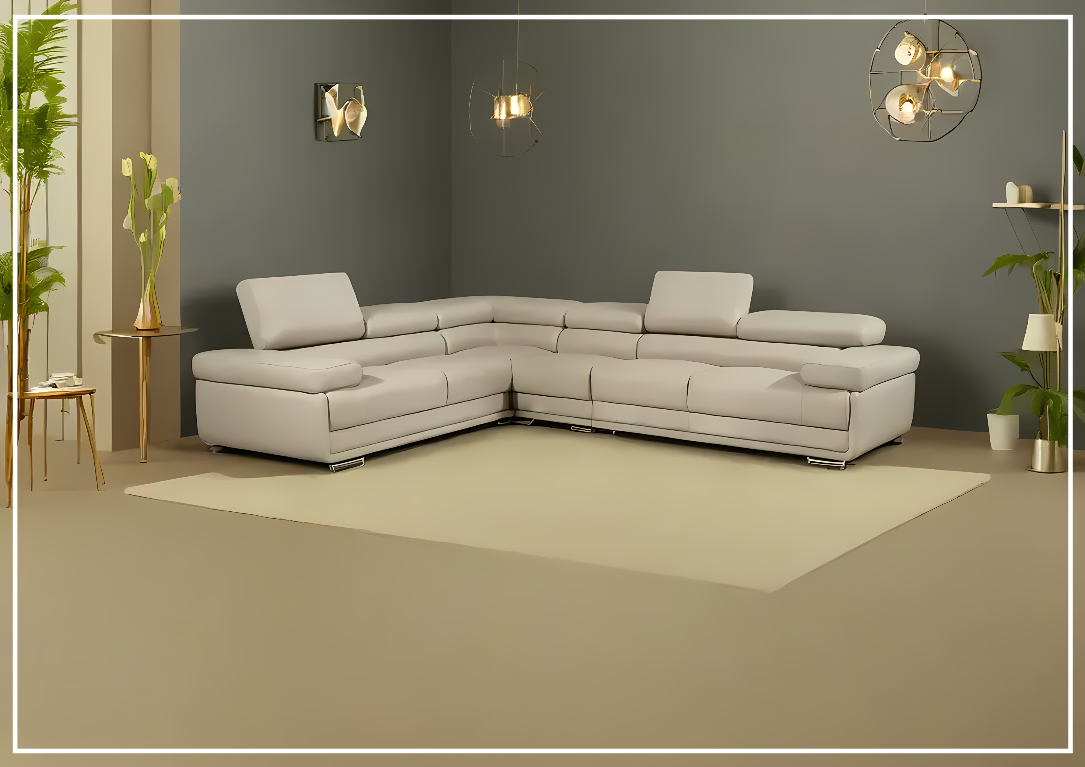 Gio Italia Baxton L-Shaped Leather Sectional Sofa - Modern Corner Couch for Living Room, Home Theater & Office Lounge
