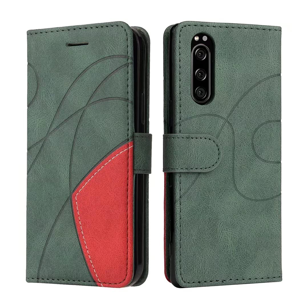 Premium PU Leather Wallet Case with Magnetic Closure & Wrist Strap for Sony Xperia 2 - Green Flip Stand Protective Cover | Perfect for Daily Use, Travel & Hands-Free Viewing