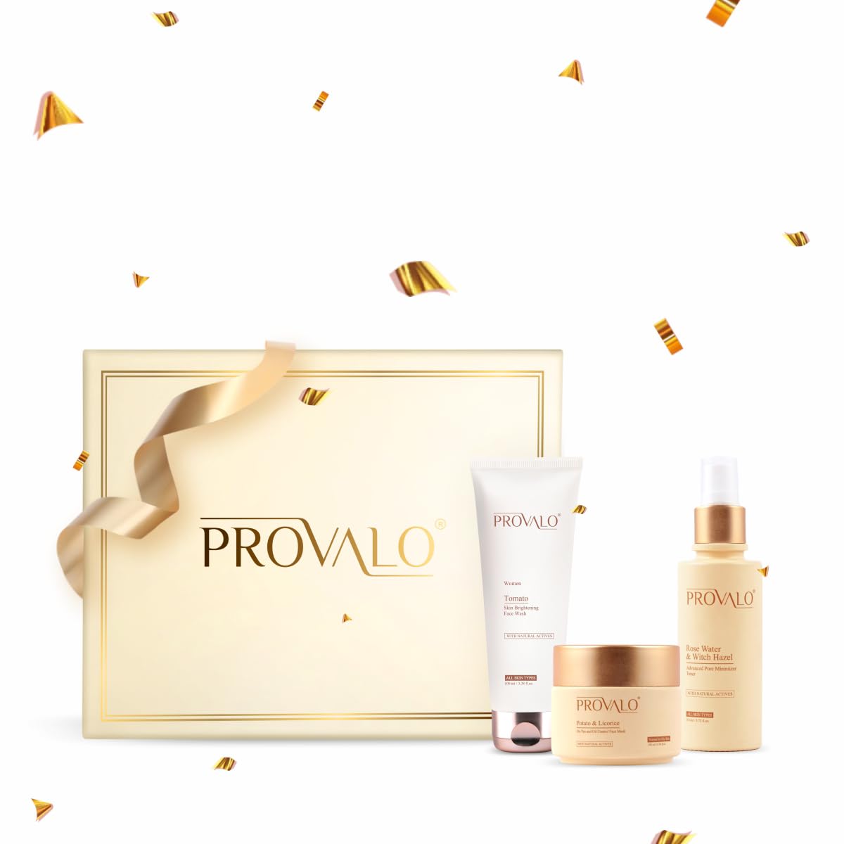 Provalo Women's Skincare Gift Set - Tomato Face Wash, Toner & Mask for Normal to Oily Skin | 3-Piece Diwali Gift Combo with Premium Packaging | Perfect for Daily Skincare Routine & Festive Gifting