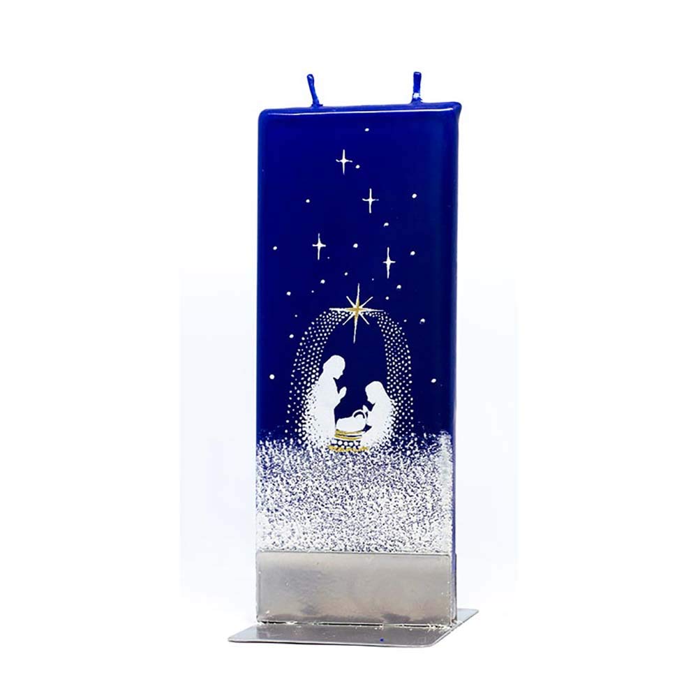 Nativity Scene Christmas Candle - Hand-Painted Holiday Decor, 6 Inch Flat Decorative Candle for Home & Gift - Perfect for Table Centerpieces, Mantel Displays & Christmas Eve Celebrations