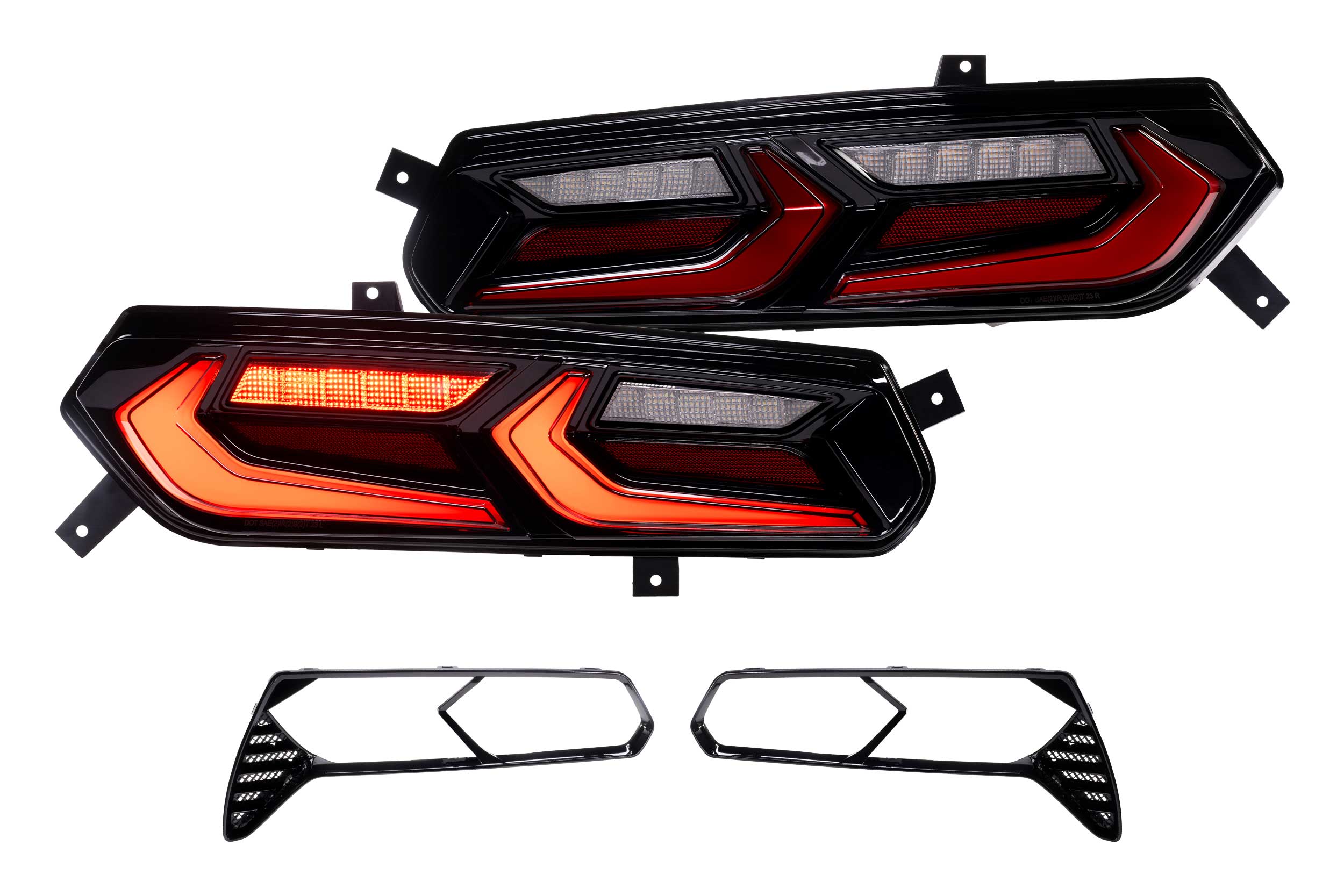 1 Set Red C8 Style Lens XB LED Tail Lights for 2014-2019 Chevy Corvette C7 - High Visibility & Stylish Upgrade for Night Driving & Car Shows