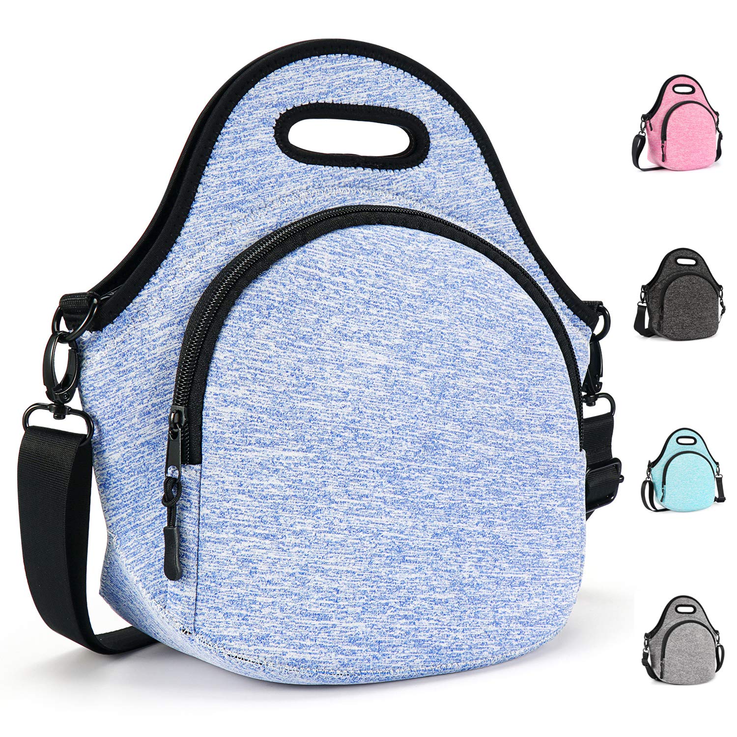 Insulated Neoprene Lunch Bags for Women, Men & Kids - Reusable Soft Cooler Tote with Adjustable Shoulder Strap for School, Work, Picnic & Outdoor Activities (Royal Blue)