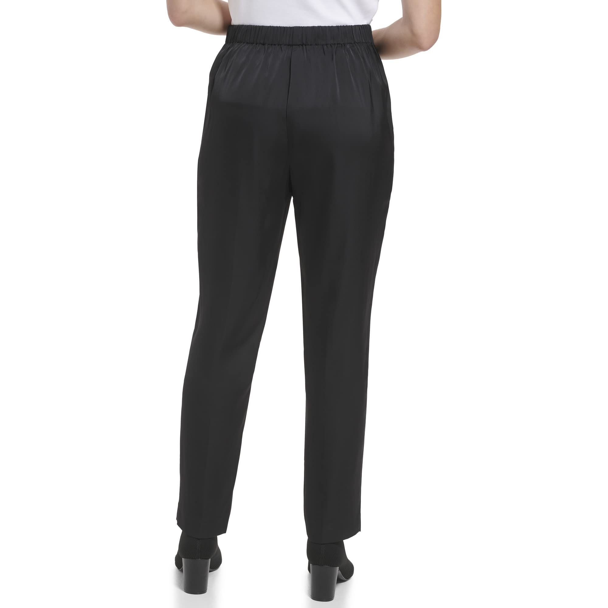 Calvin Klein Women's Slim Fit Shiny Crepe Ankle Pants - Comfortable & Flowy for Work, Office & Evening Out