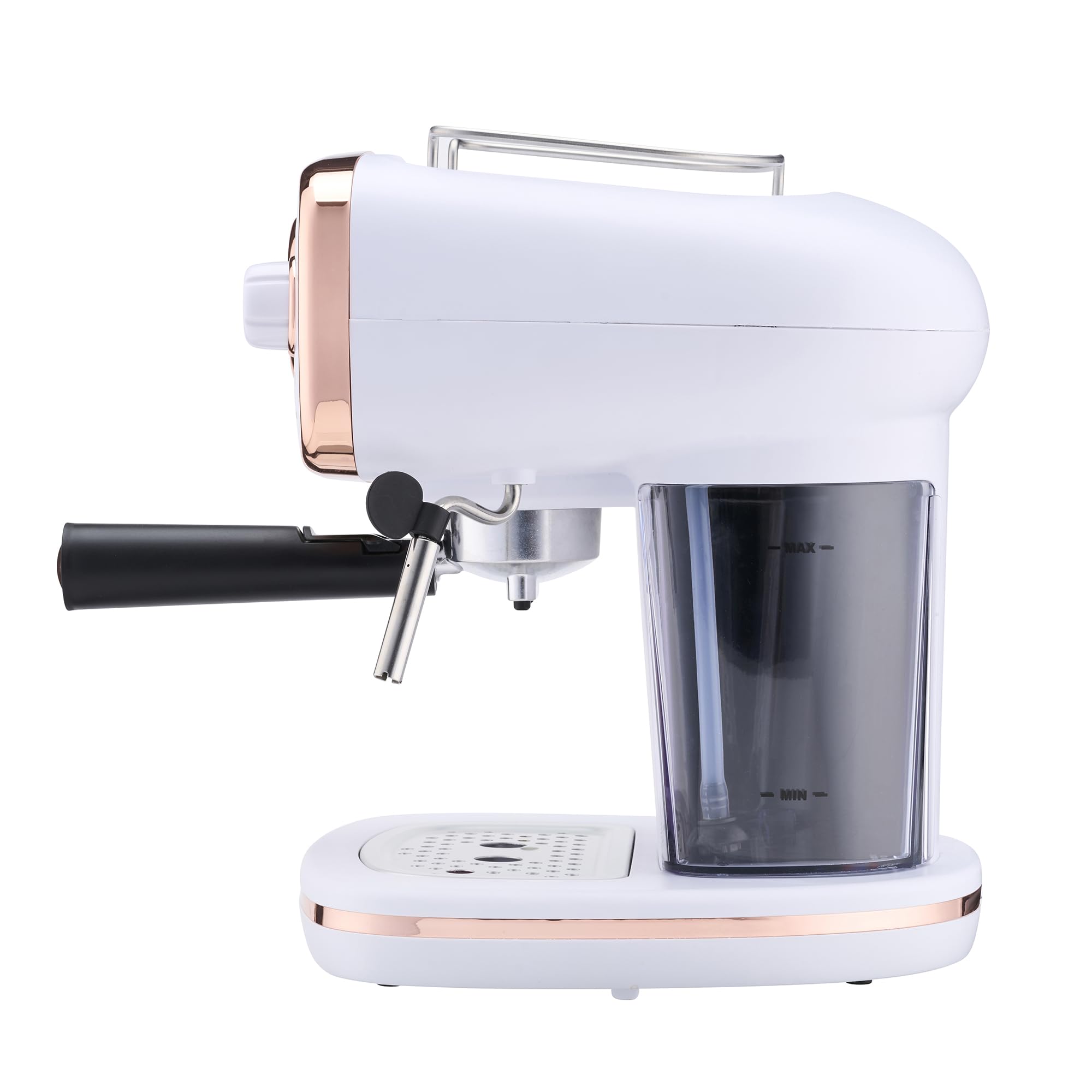 Professional 15 Bar Retro Espresso Machine with Steam Wand & Built-in Temperature Gauge - White/Copper Coffee Maker for Home Baristas | Perfect for Lattes, Cappuccinos & Home Brewing