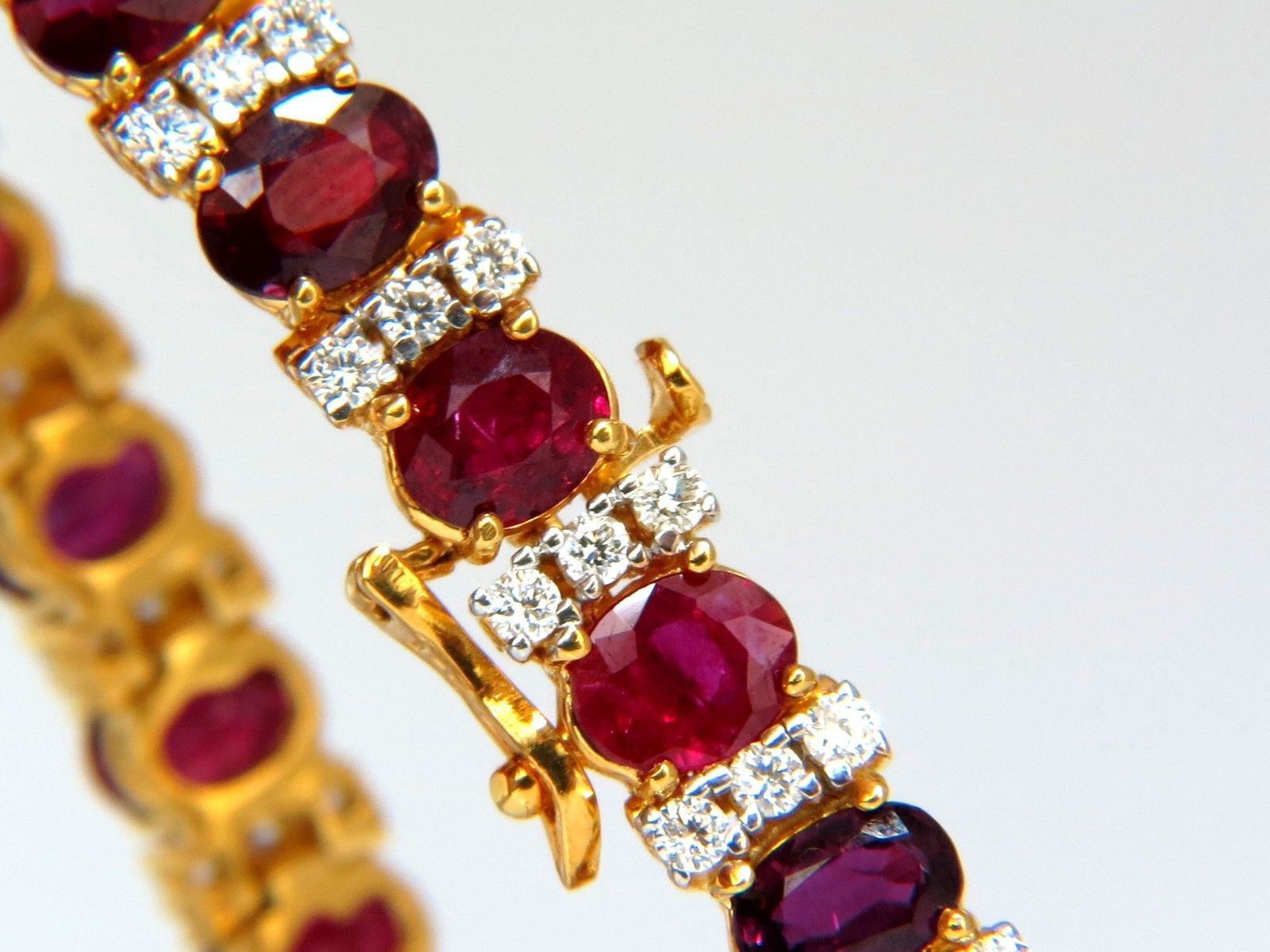 21.86ct Natural Fine Vivid Red Ruby and Diamond Tennis Bracelet - Classic Elegant Jewelry for Women, Perfect for Weddings, Anniversaries & Special Occasions