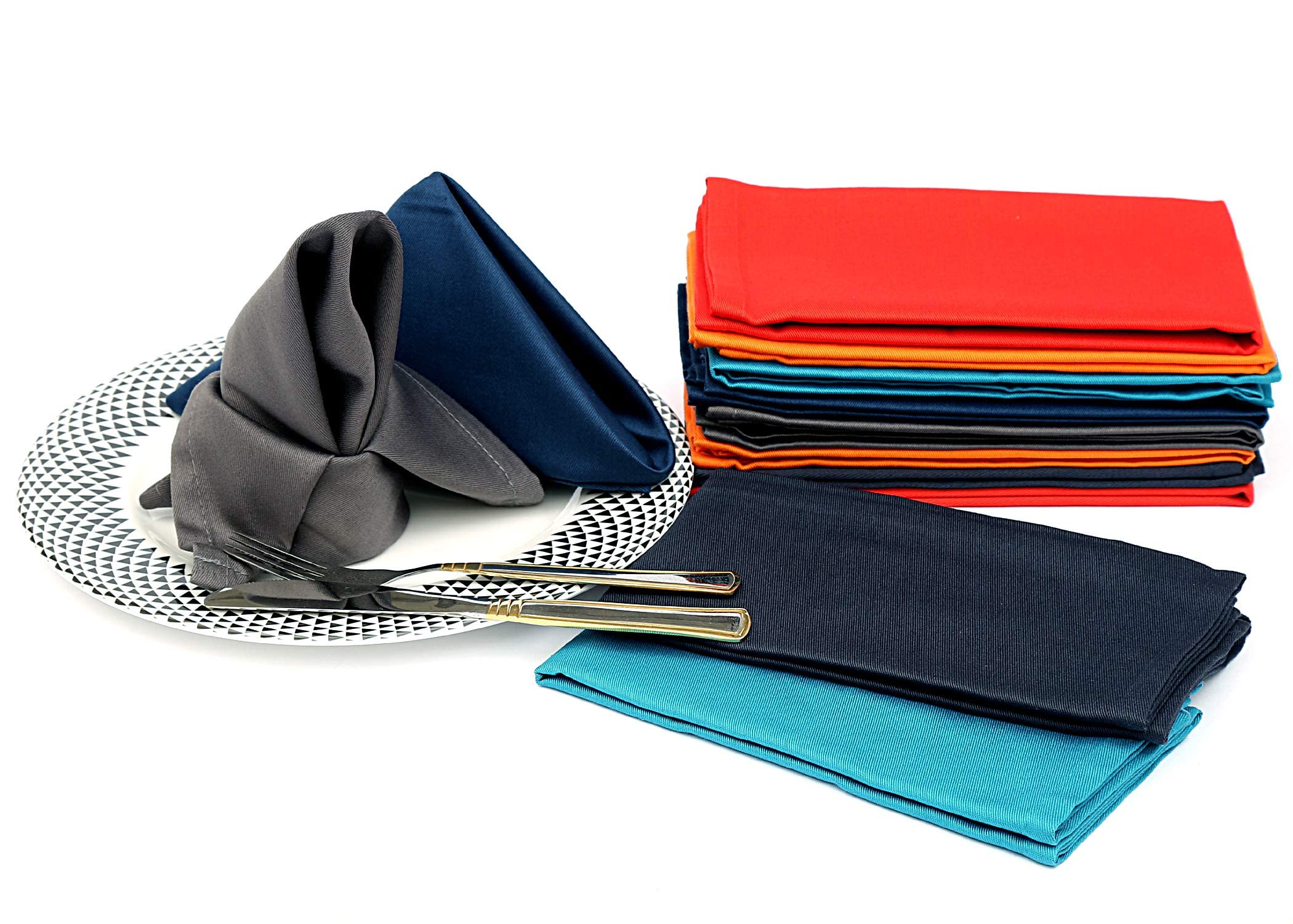 Premium 24-Pack Ruvanti 18x18 Inch Washable Cotton Blend Cloth Napkins - Soft, Durable & Highly Absorbent for Christmas, Weddings, Restaurants & Dinner Parties - Multi Color Table Linens for Elegant Dining & Special Occasions