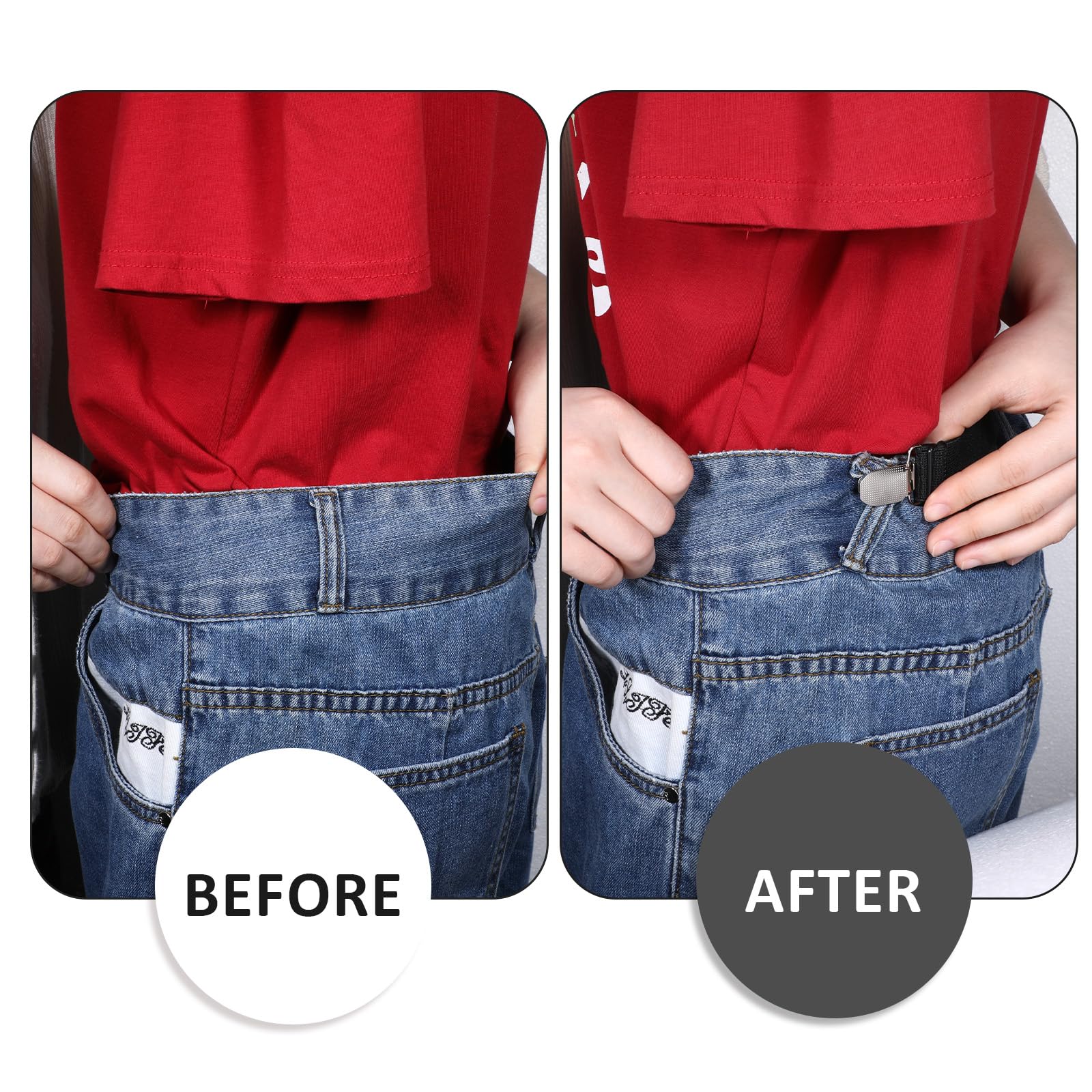 6 Pcs Adjustable Elastic Pant Clips - Waist Cinch Clips for Jeans & Pants - Clothing Accessories for Women & Men - Perfect for Tailoring, DIY Fashion & Securing Loose Clothing