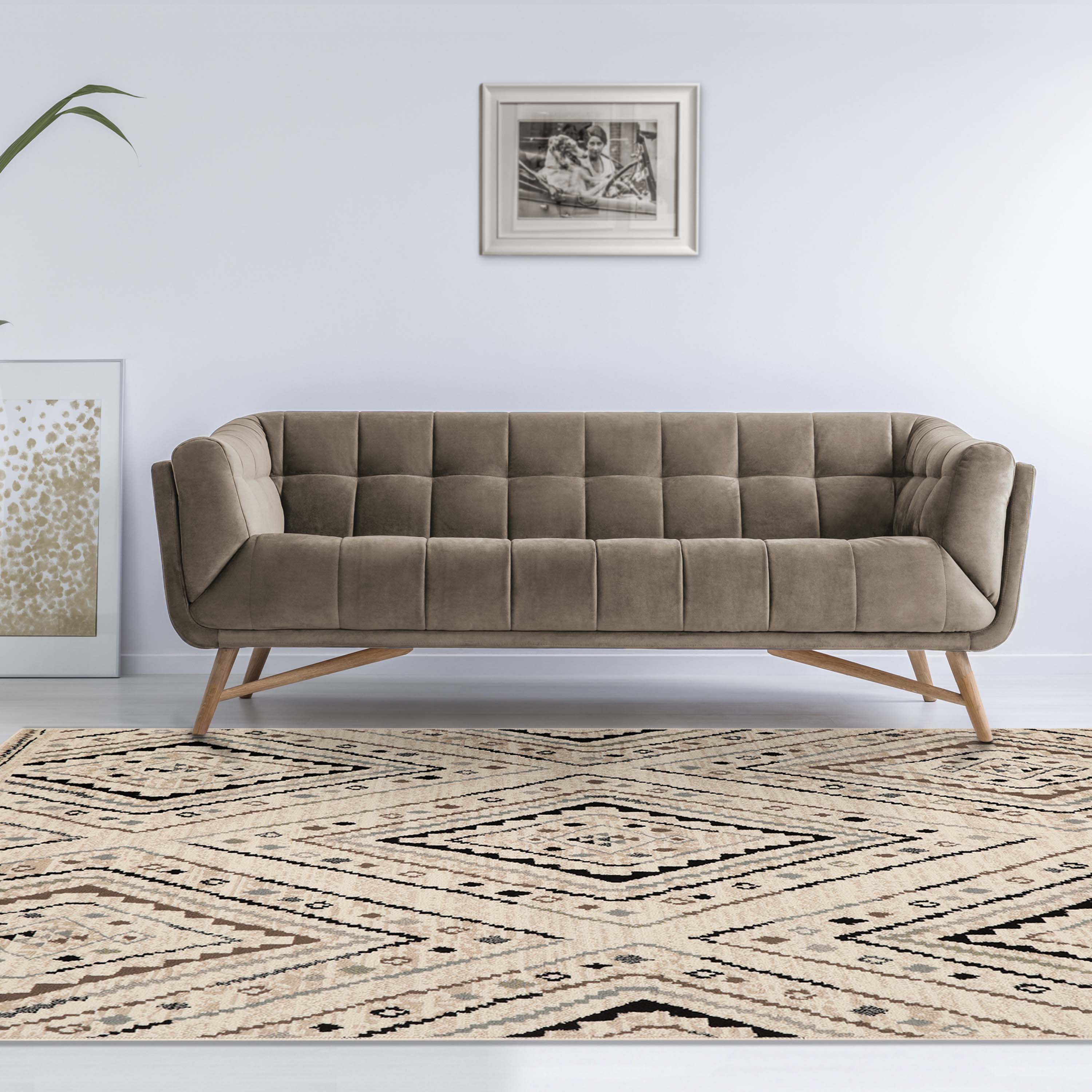 Ozark Modern Geometric Diamonds Slate Indoor Area Rug - Non-Slip Soft Living Room Carpet for Bedroom, Dining Room & Home Decor