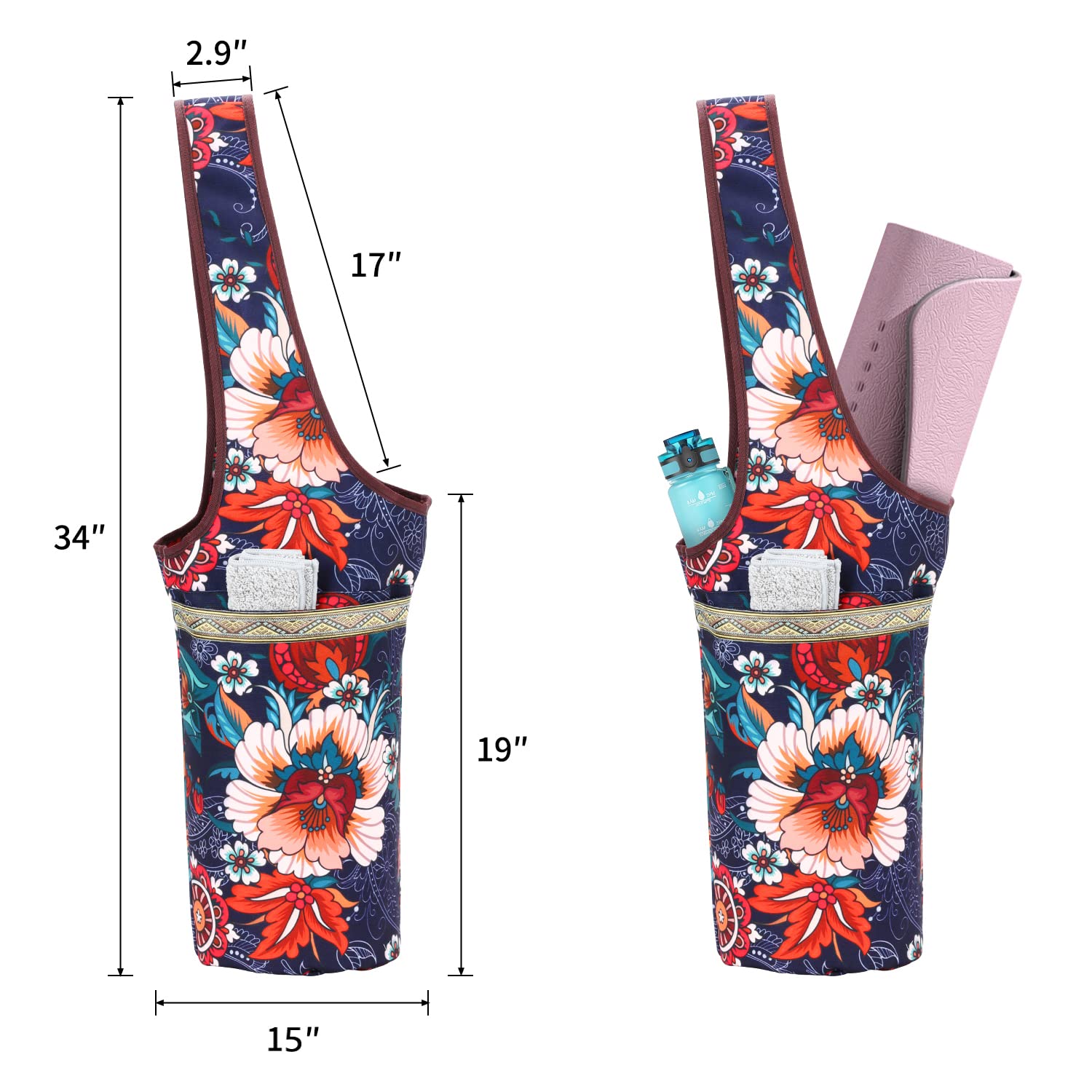 KYKU Yoga Mat Bag for Women - Tote Carrier for Mats & Accessories - Gym & Travel Use