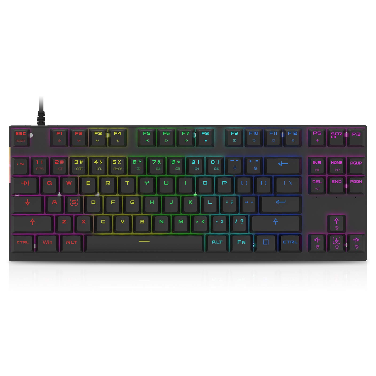 Motospeed K82 RGB Mechanical Gaming Keyboard - White | Backlit Wired Keyboard for PC, Mac, Laptop | Perfect for Gaming, Typing & Office Work