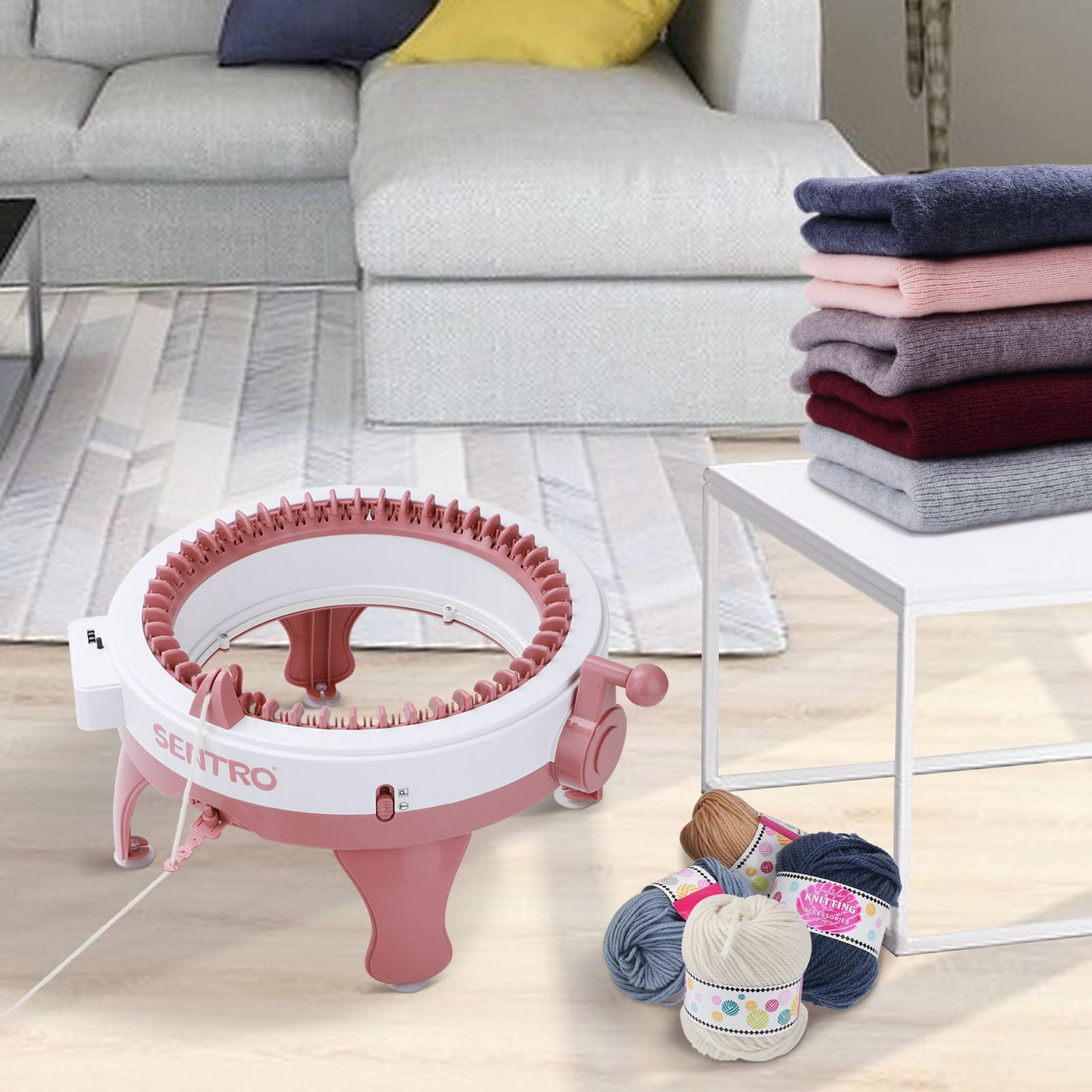 48 Needle DIY Hand Knitting Machine - Rotating Loom Board for Adults & Kids | Easy Yarn Weaving Tool for Scarves, Hats & Blankets | Shoze Knitting Craft Kit