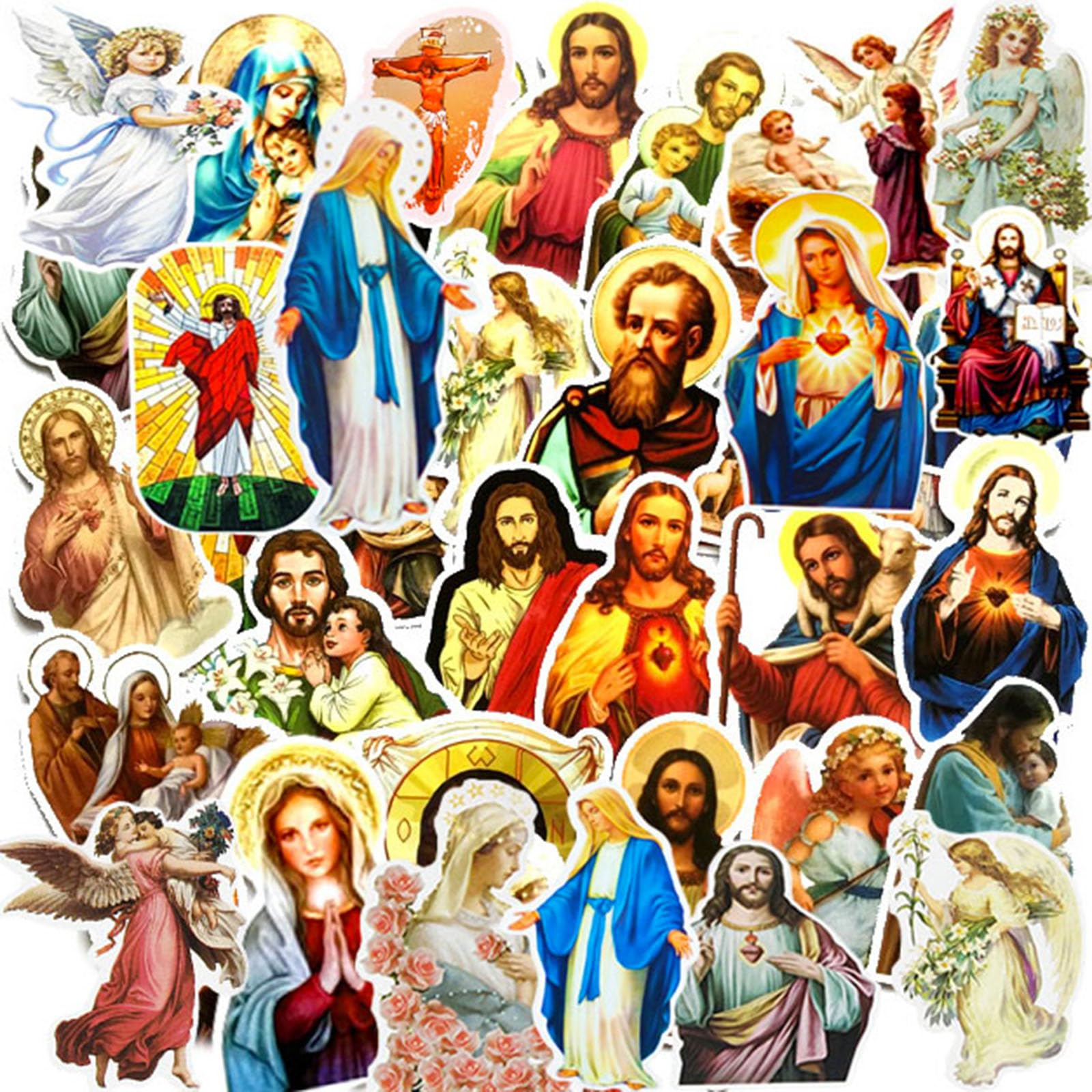 60PCS Catholic Religious Stickers - Bible, Cross & Jesus Stickers for Water Bottles, Laptops, Suitcases | Faith-Based Gifts for Adults, Teens & Kids | Perfect for Skateboards, Guitars & Christian Decor