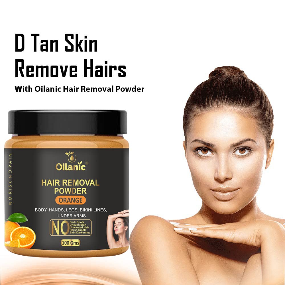 Oilanic Orange & Sandalwood Hair Removal Powder - 2 Pack (100g Each, Total 200g) - Natural & Gentle Depilatory for Smooth Skin - Perfect for Legs, Arms & Bikini Line