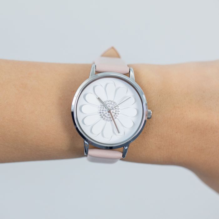 Ellis & Co 'Ella' Women's Watch - Genuine Nude Leather Band with Silver-Tone Dial | Elegant Dress Watch for Office, Party & Everyday Wear
