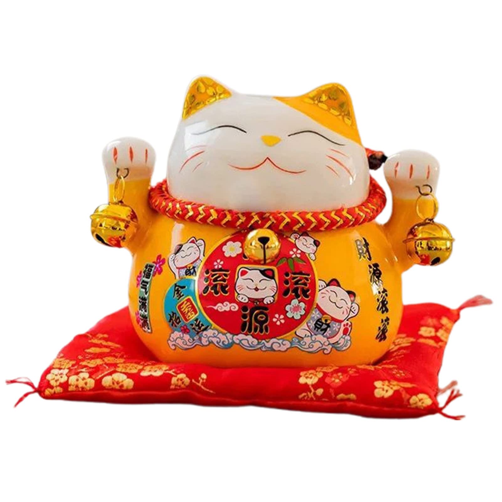 IKAXIYO Japanese Style Lucky Cat Ceramic Piggy Bank - Large Capacity Money Saving Jar with Fine Workmanship, Funny & Beautiful Home Decor for Gifts, Office, Kids Room & Feng Shui