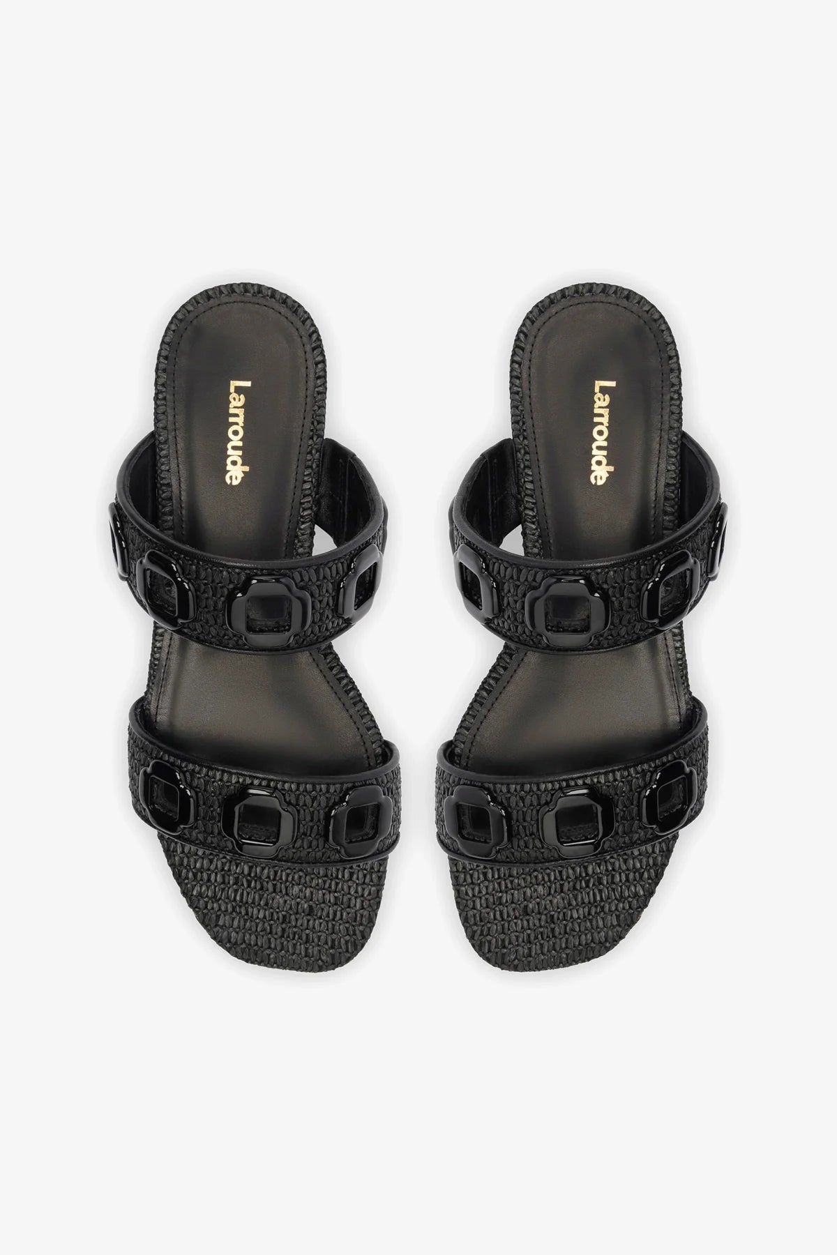 Stylish Milan Flat Mule Shoes in Black Wave Raffia - Comfortable Summer Slides for Women, Perfect for Beach, Vacation, and Casual Outings