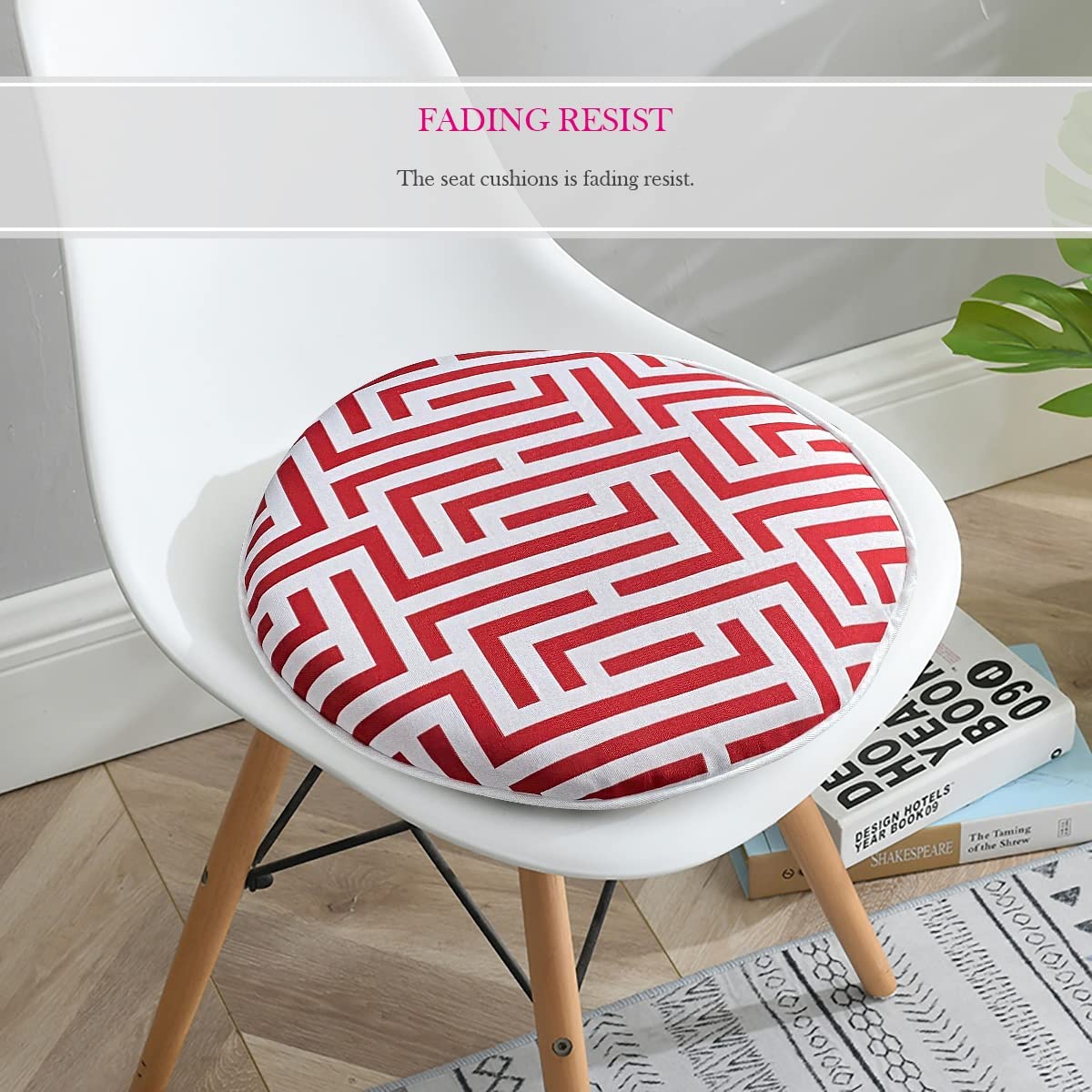 Premium Bistro Chair Cushions Set of 2 - 16x16 Inch Red Outdoor Seat Cushions for Patio Furniture, Waterproof & UV Resistant Round Chair Pads - Perfect for Garden, Deck, Balcony, and Outdoor Dining