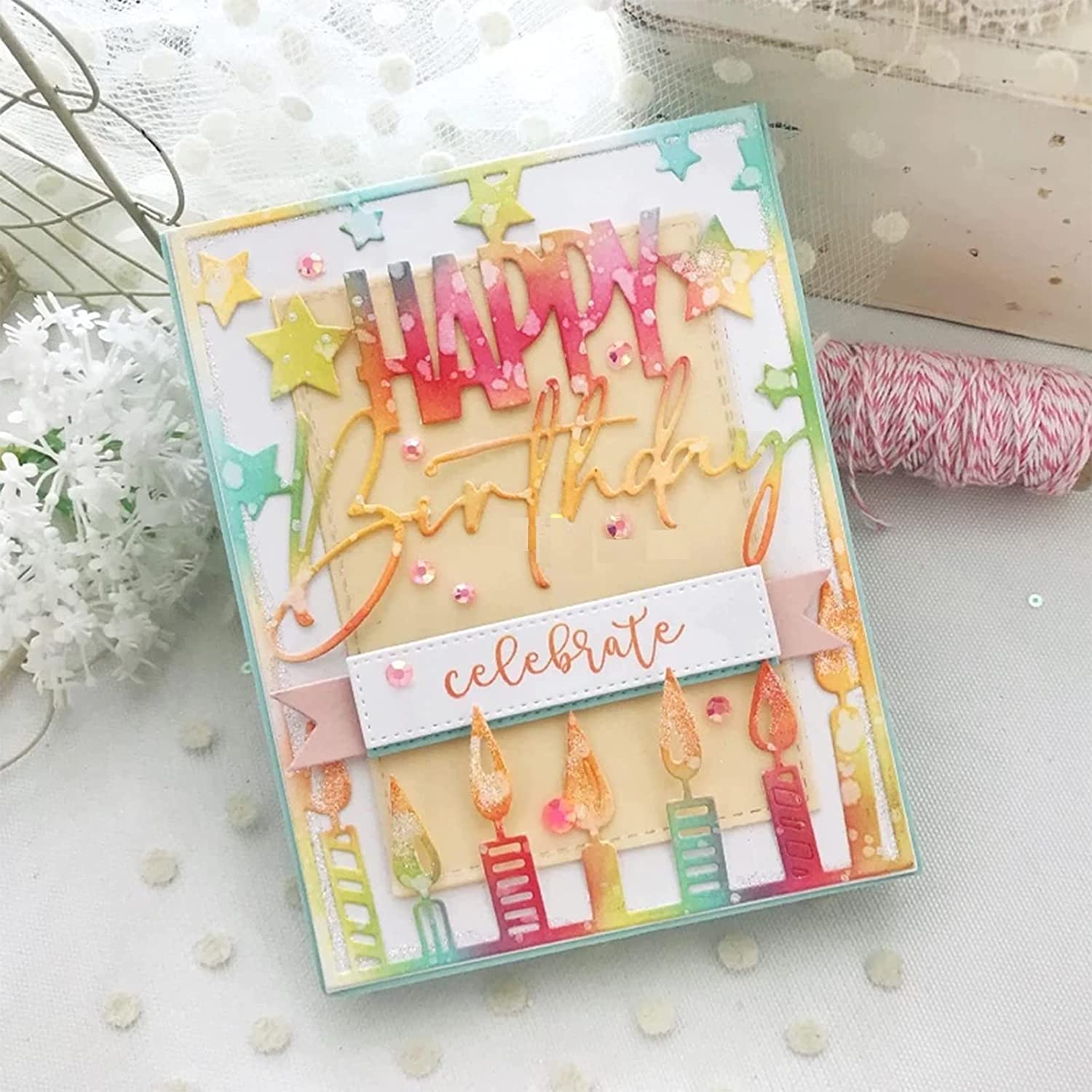 Happy Birthday Frame Metal Die Cuts for DIY Scrapbooking Cards | Decorative Embossing Paper Dies | Perfect for Birthday Card Making, Invitations, and Handmade Greeting Cards