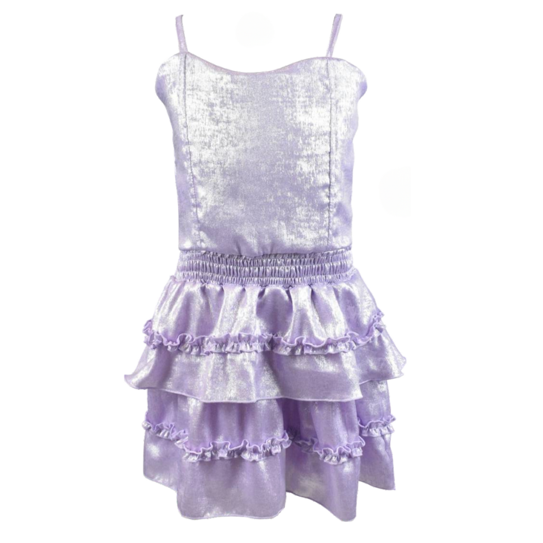 FBZ Women's Purple Metallic Party Dress - Elegant Evening Gown for Prom, Cocktail, Wedding & Special Occasions