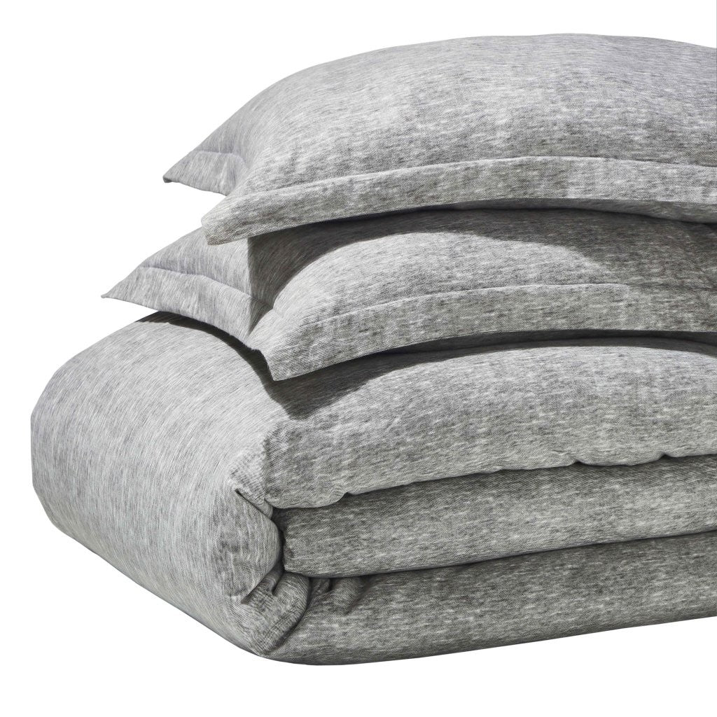 Soft & Cozy Melange Flannel Cotton Two-Tone Brushed Duvet Cover Set - King Size Bedding for Winter Warmth & Comfort