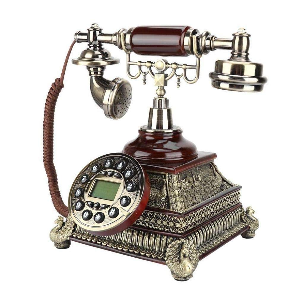 Vintage Peacock Base Antique Telephone - Retro Resin Landline Phone with Caller ID for Home & Office Decor - Perfect for Vintage Themed Rooms, Gifts, and Collectibles